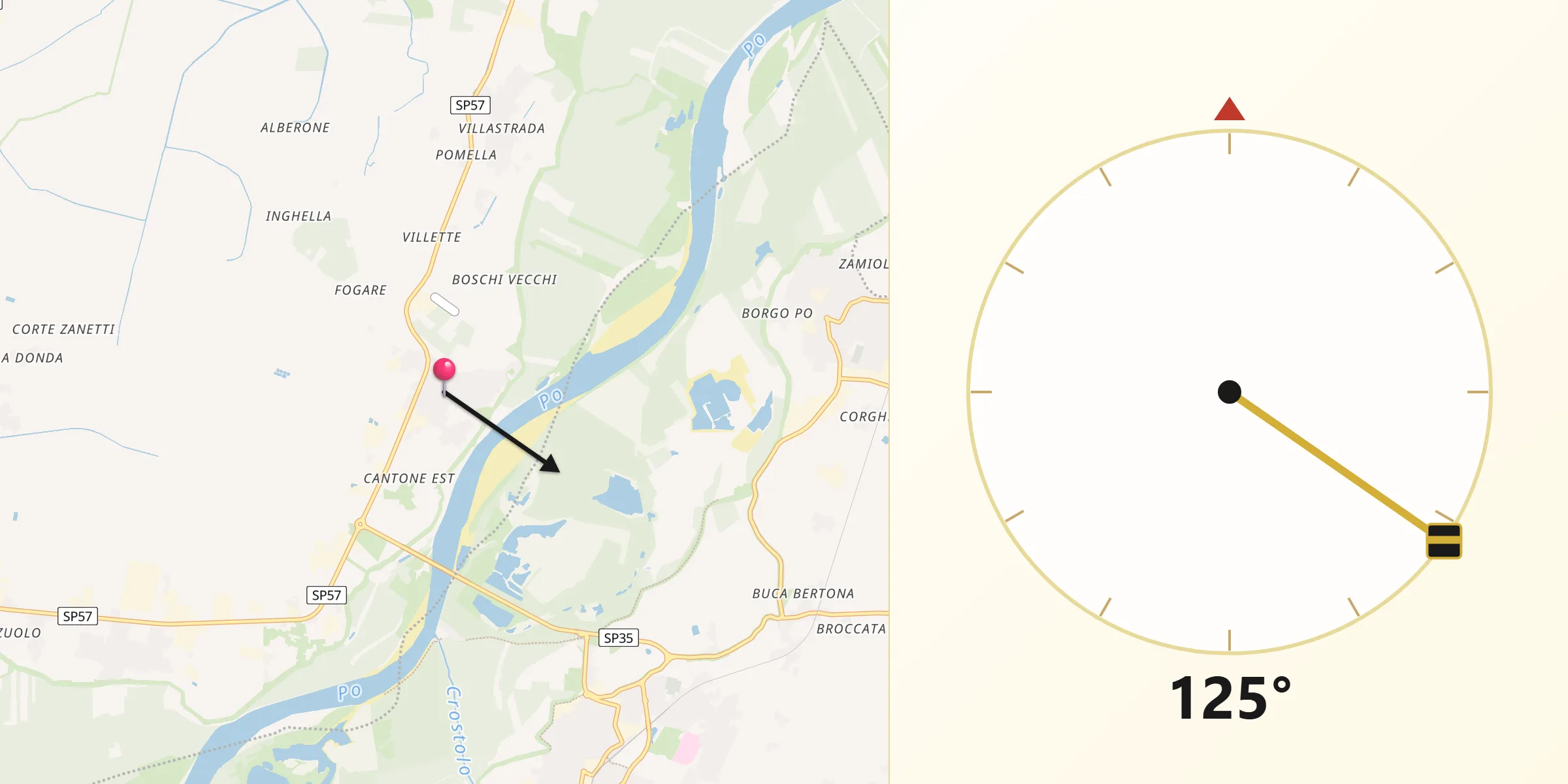Direzione della Qibla da Dosolo