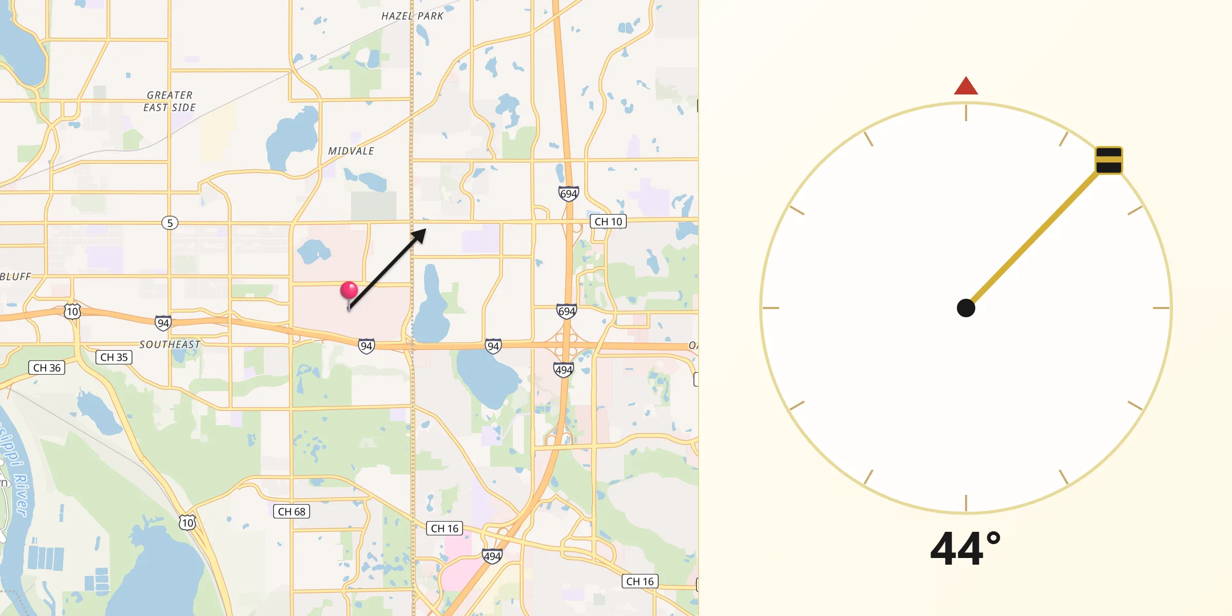 Qibla Direction from Maplewood