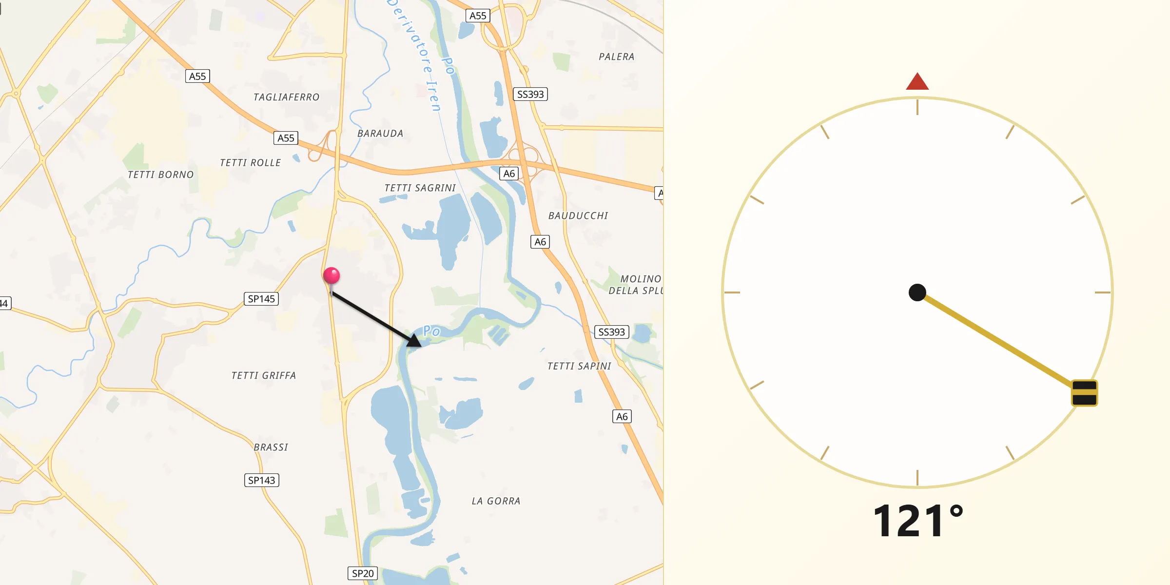 Direzione della Qibla da La Loggia