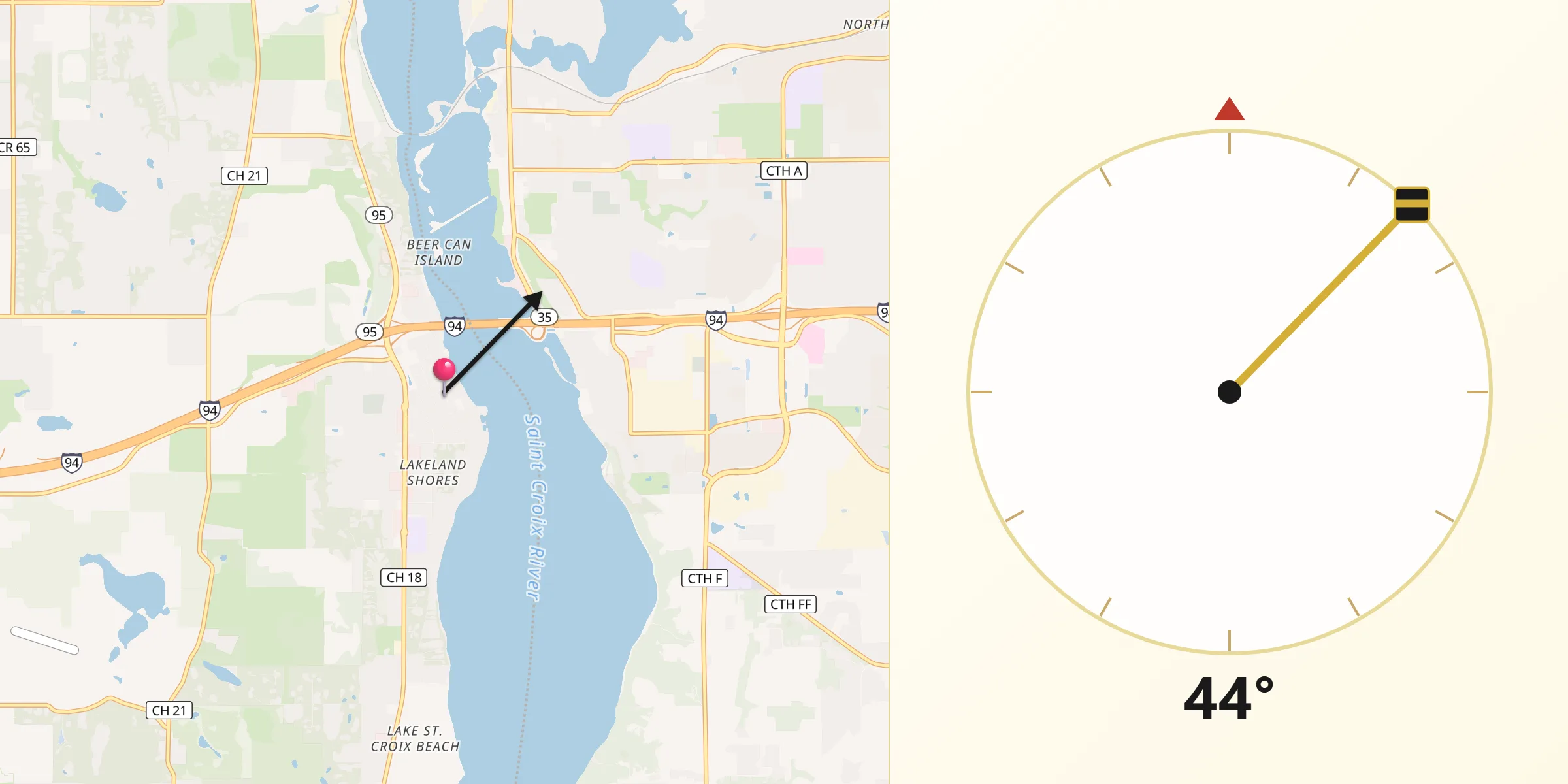 Dirección de la Qibla desde Lakeland