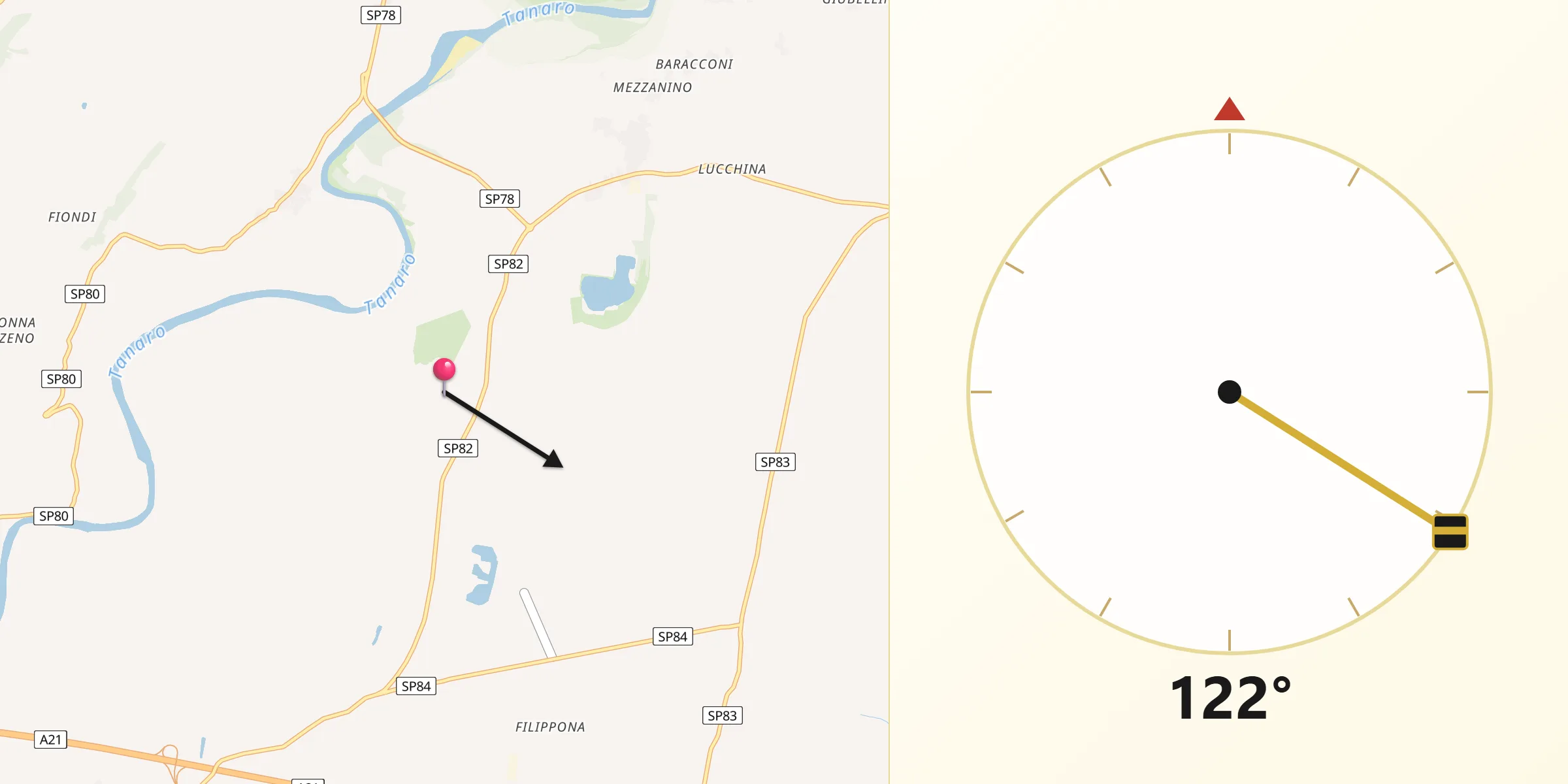 Direzione della Qibla da Piovera
