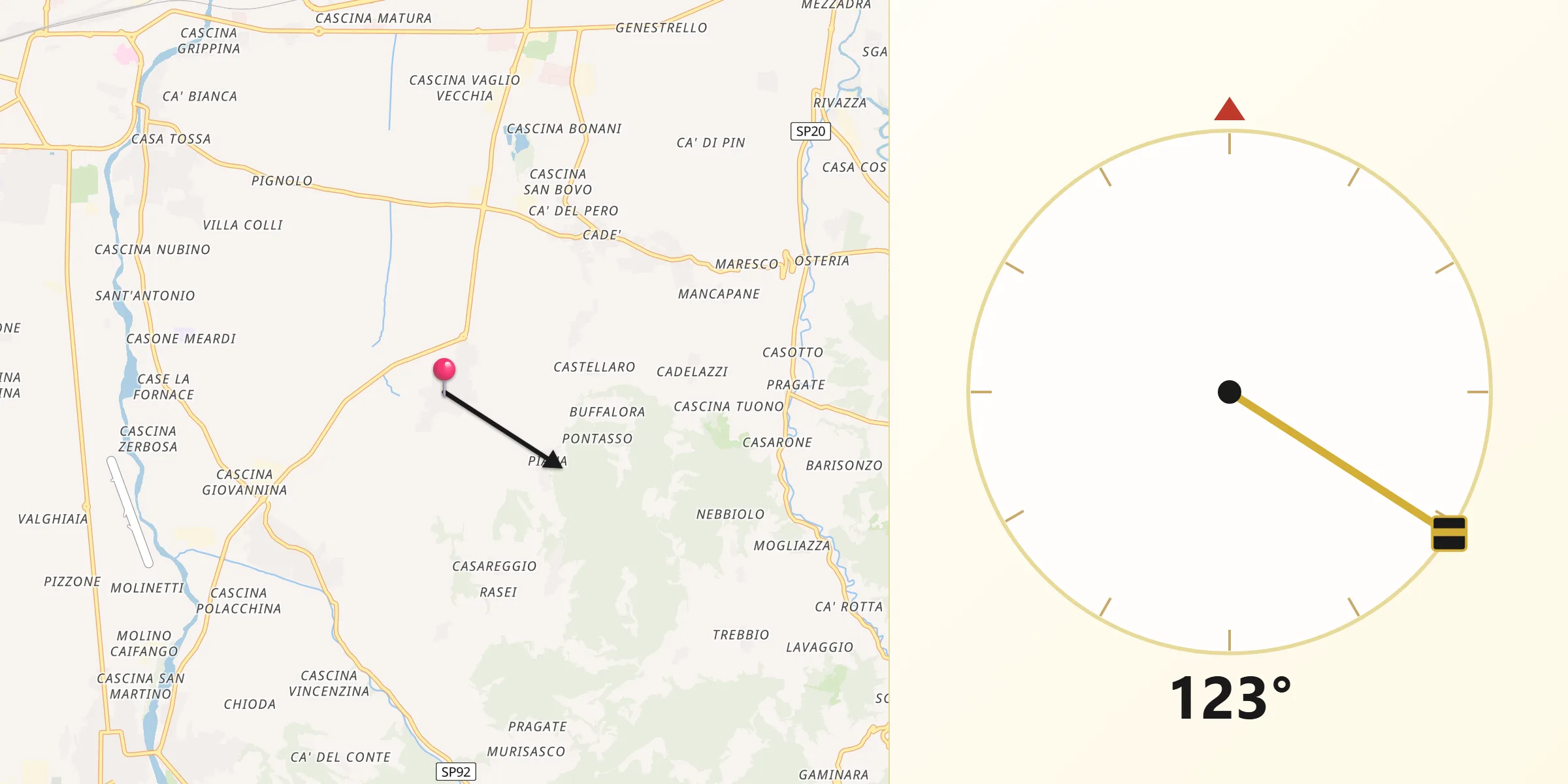 Direzione della Qibla da Codevilla
