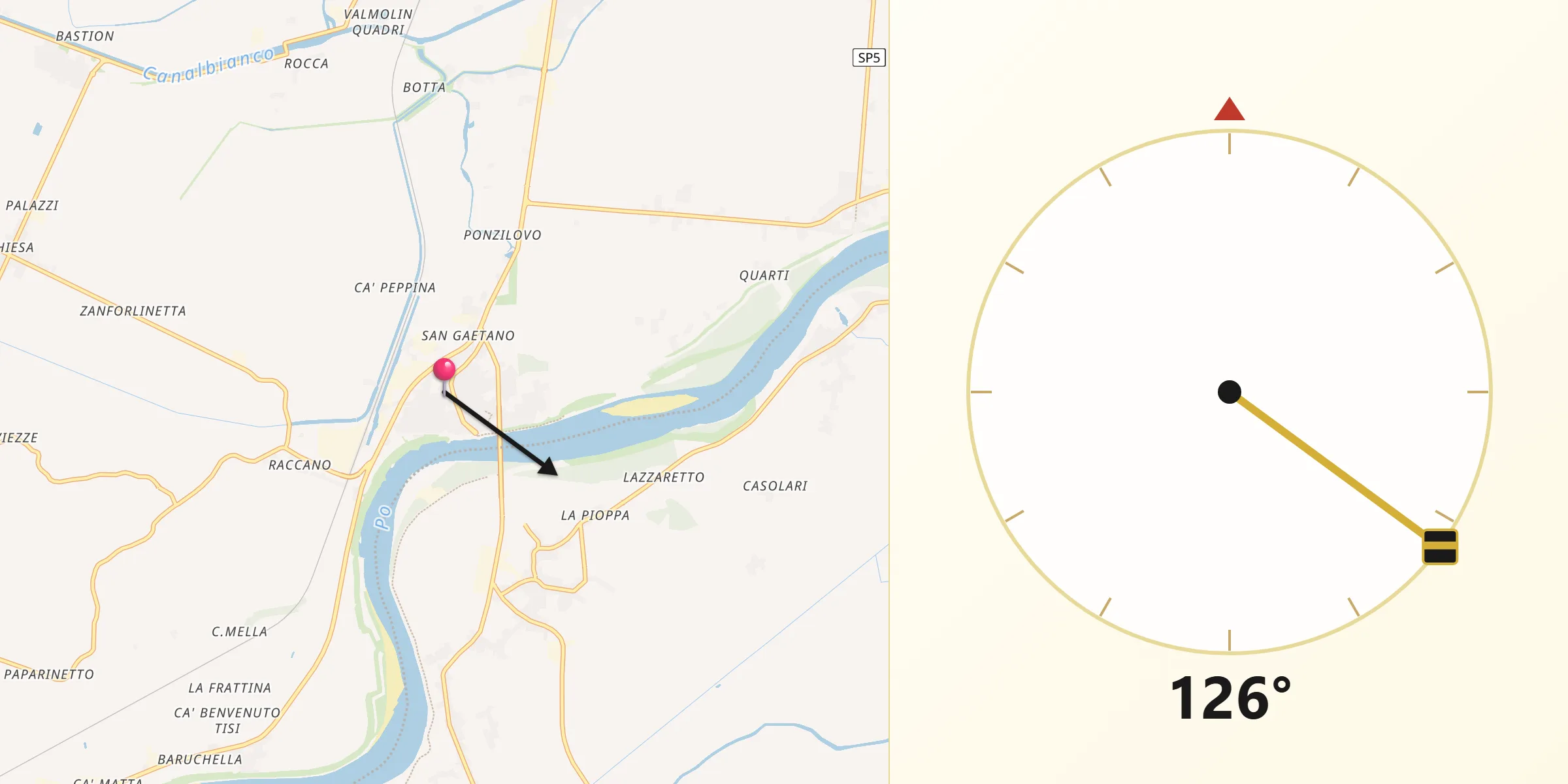 Direzione della Qibla da Polesella