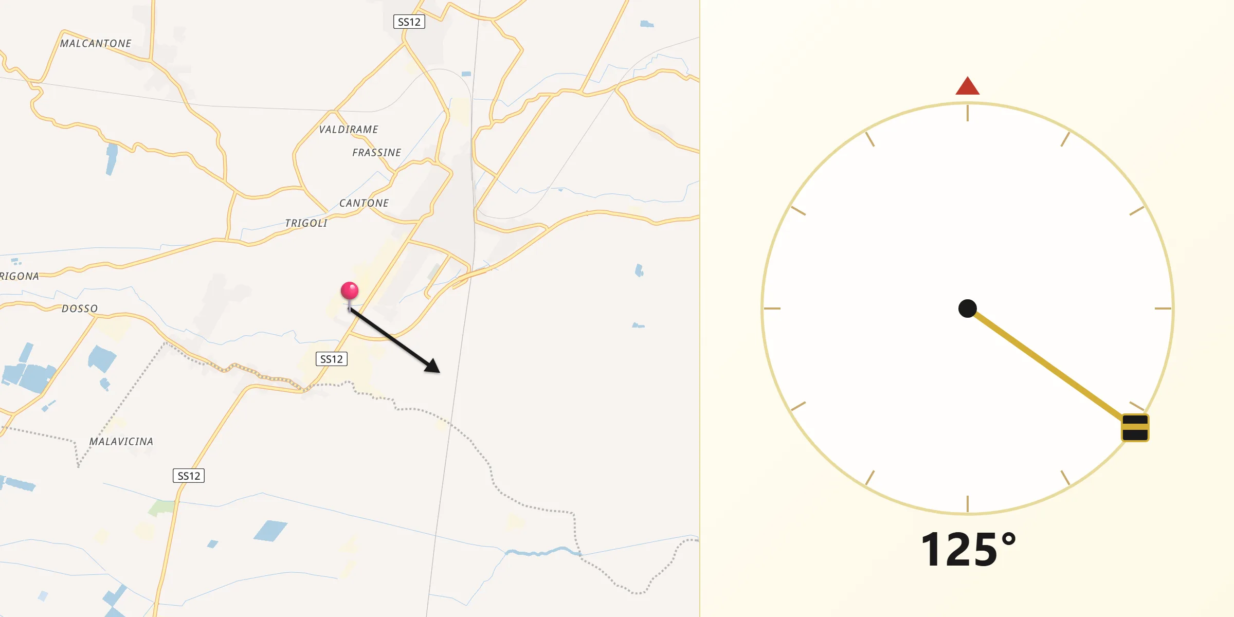 Direzione della Qibla da Poggio Rusco