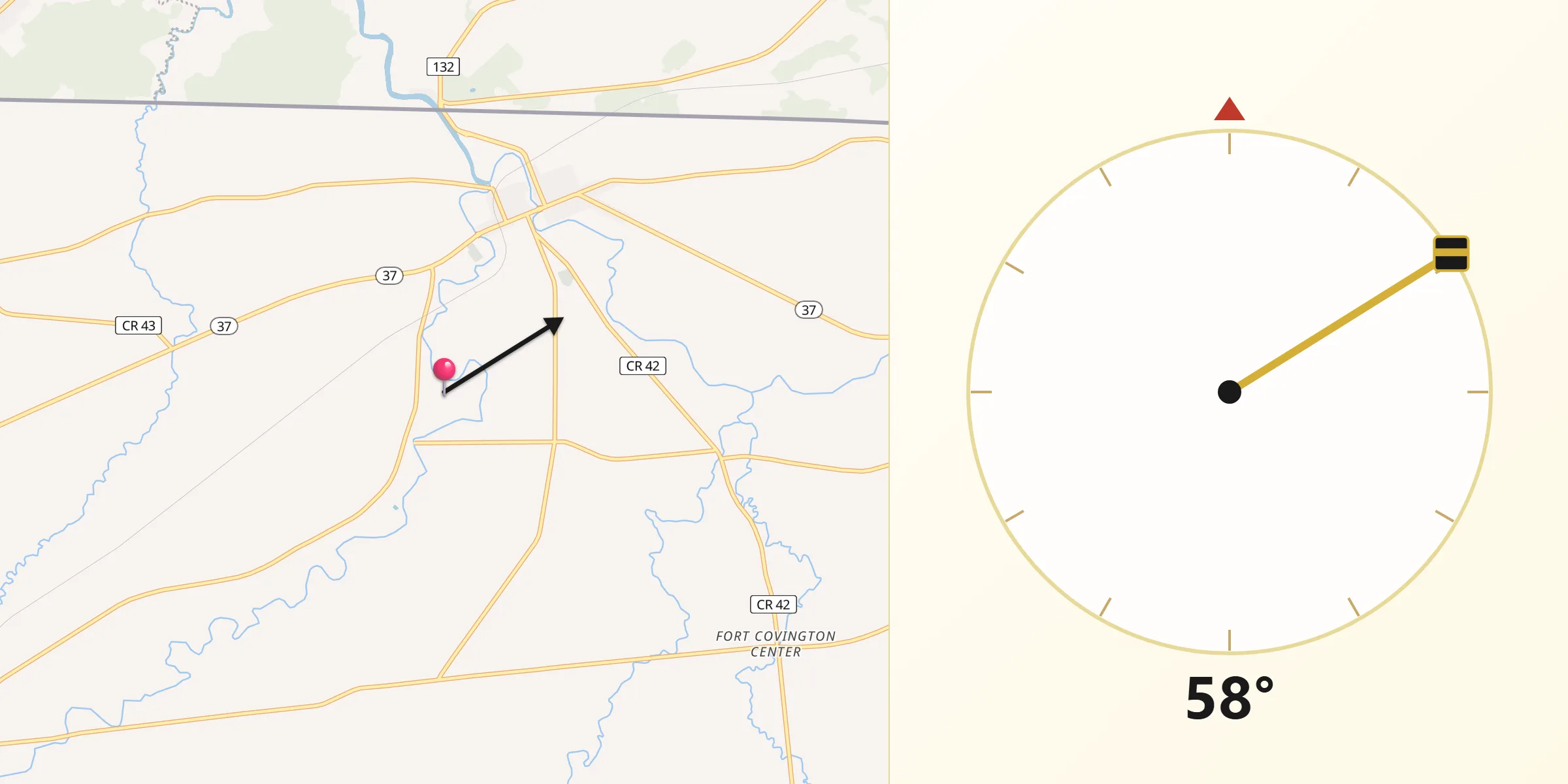 Qibla Direction from Fort Covington Hamlet