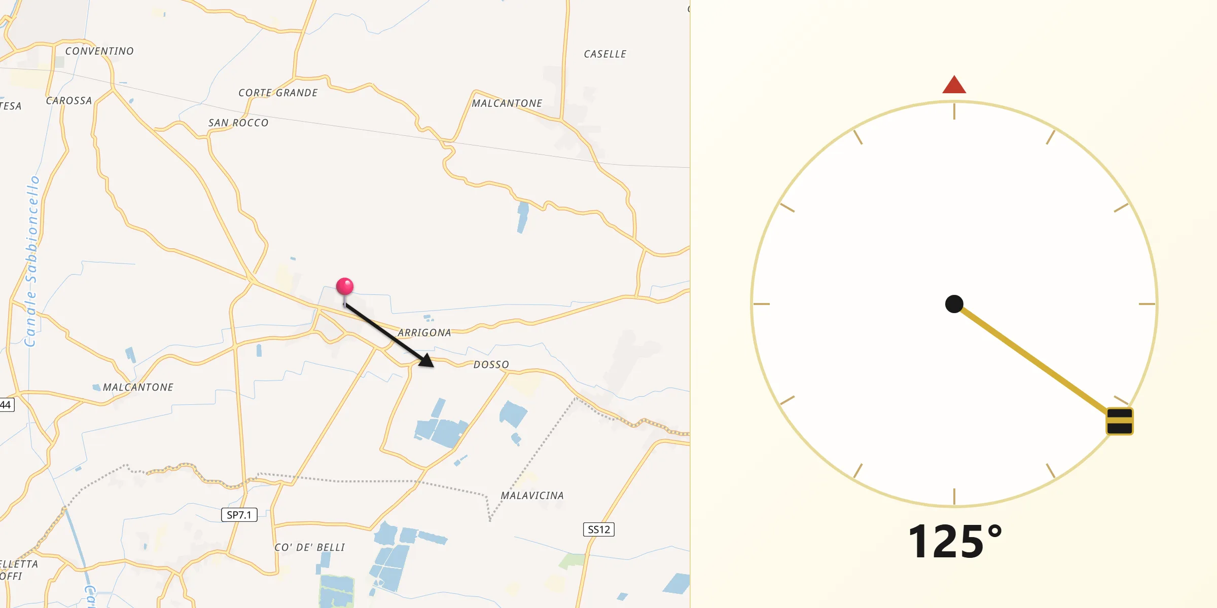 Direzione della Qibla da San Giacomo delle Segnate