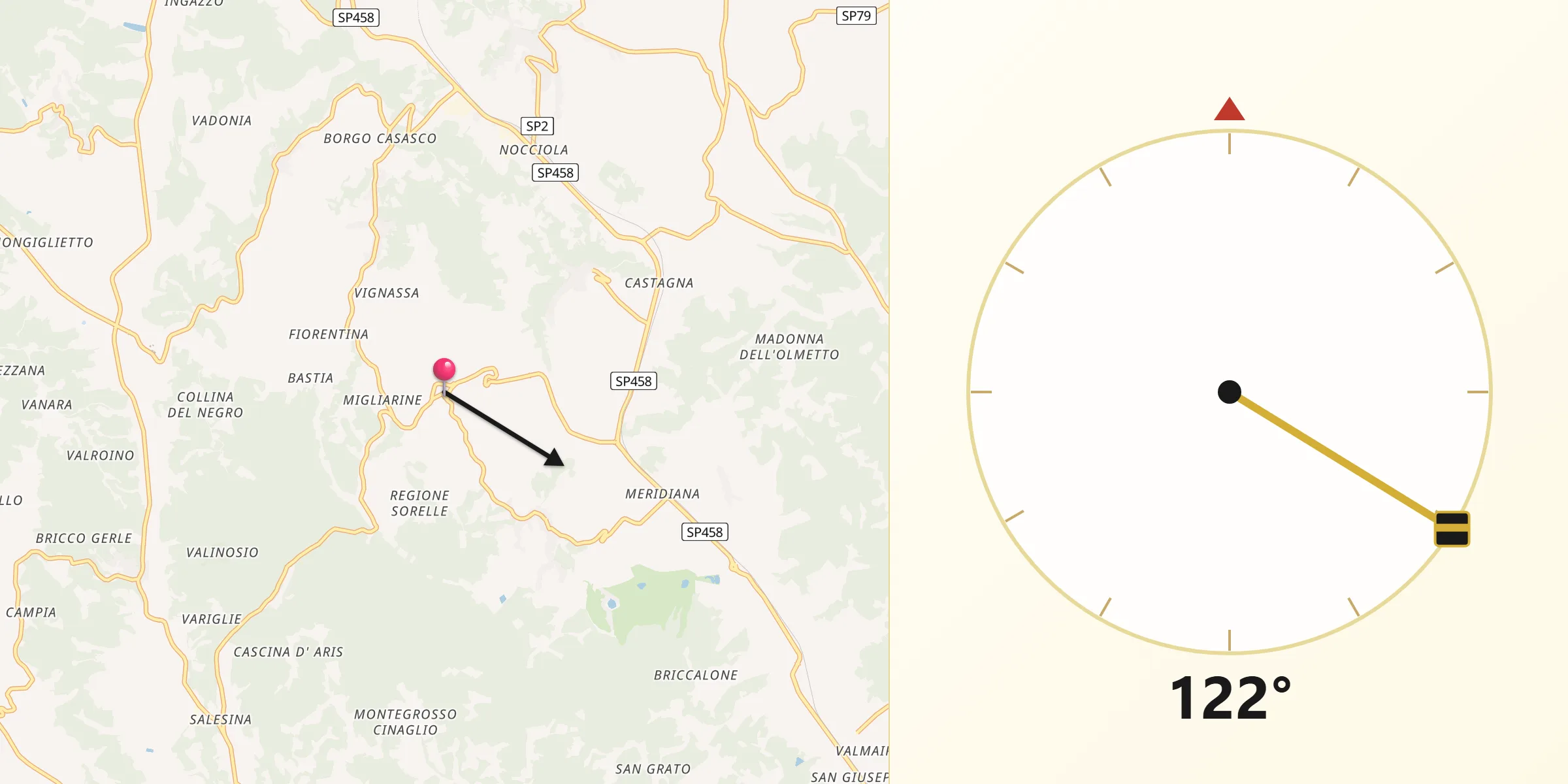 Direzione della Qibla da Cinaglio
