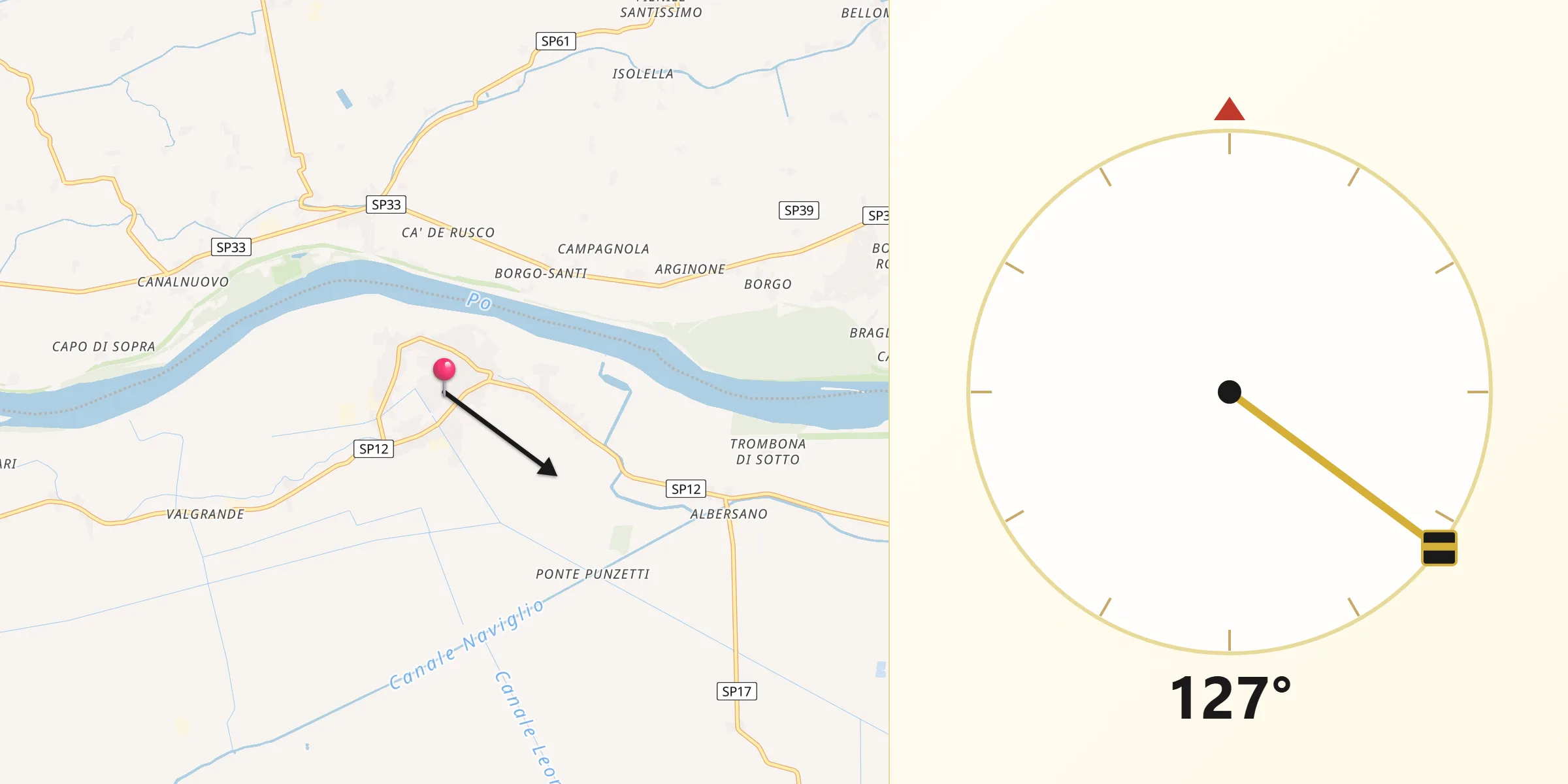 Direzione della Qibla da Berra