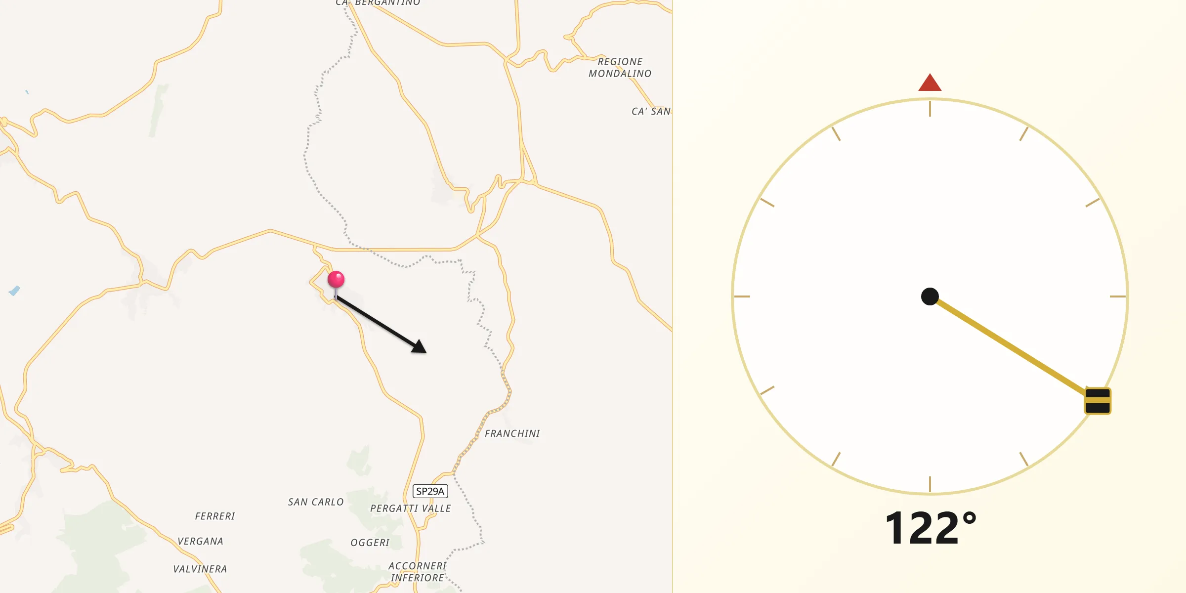 Direzione della Qibla da Viarigi