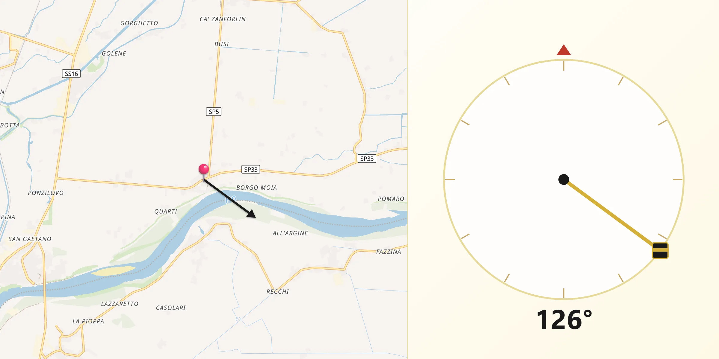Direzione della Qibla da Guarda Veneta