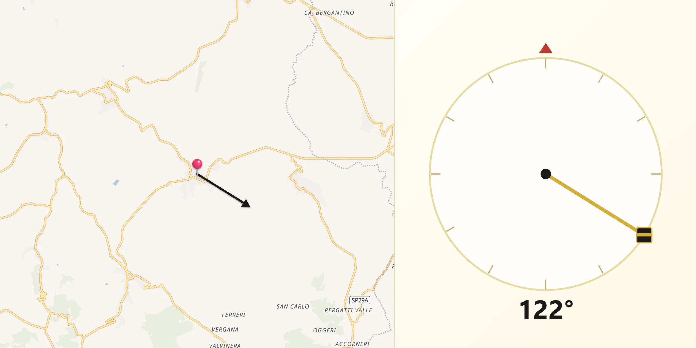 Direzione della Qibla da Montemagno