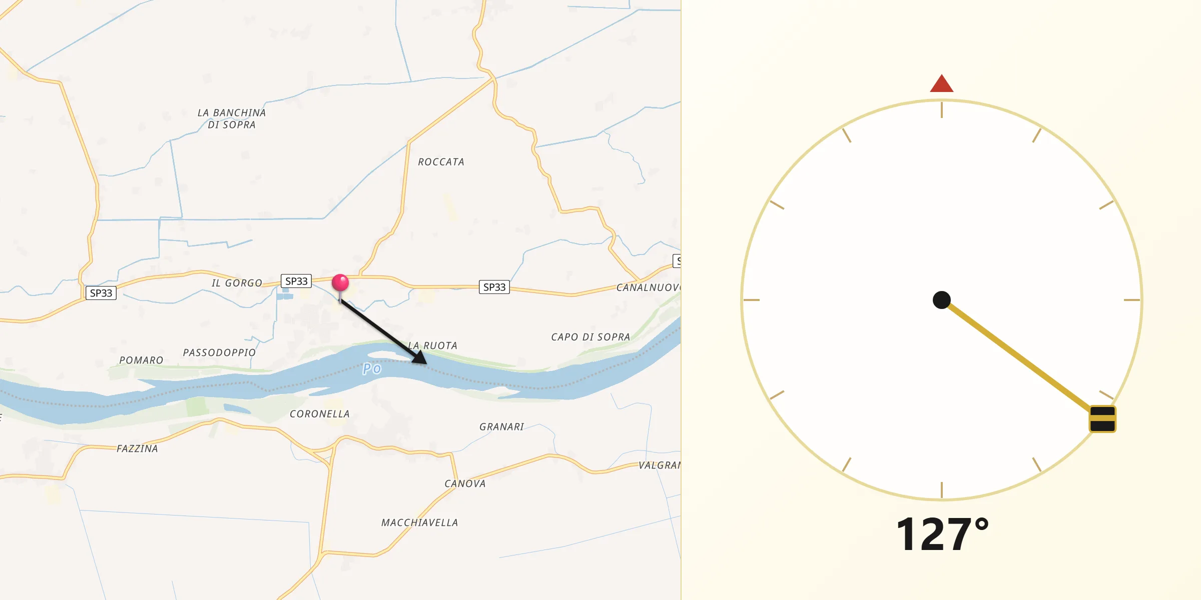 Direzione della Qibla da Crespino