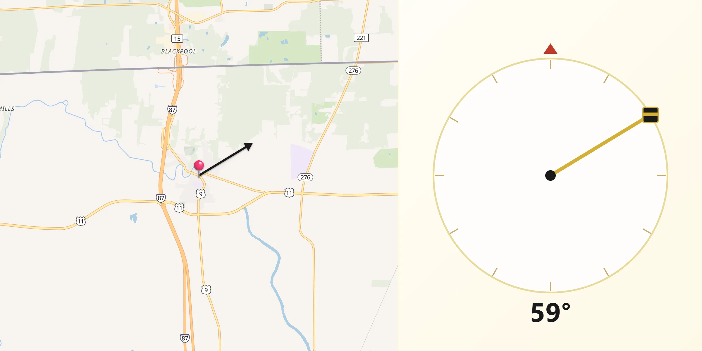 Qibla Direction from Champlain