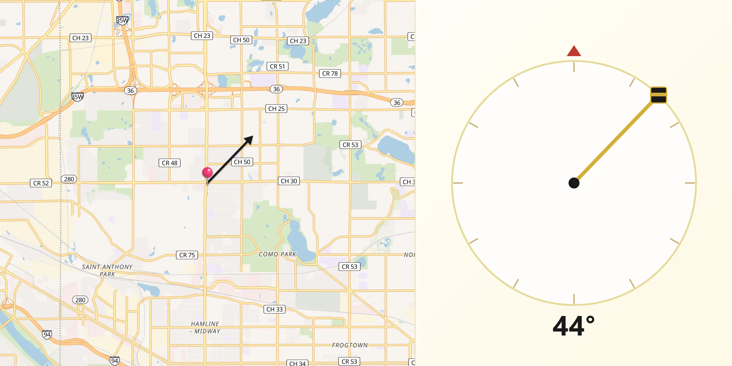 Qibla Direction from Falcon Heights