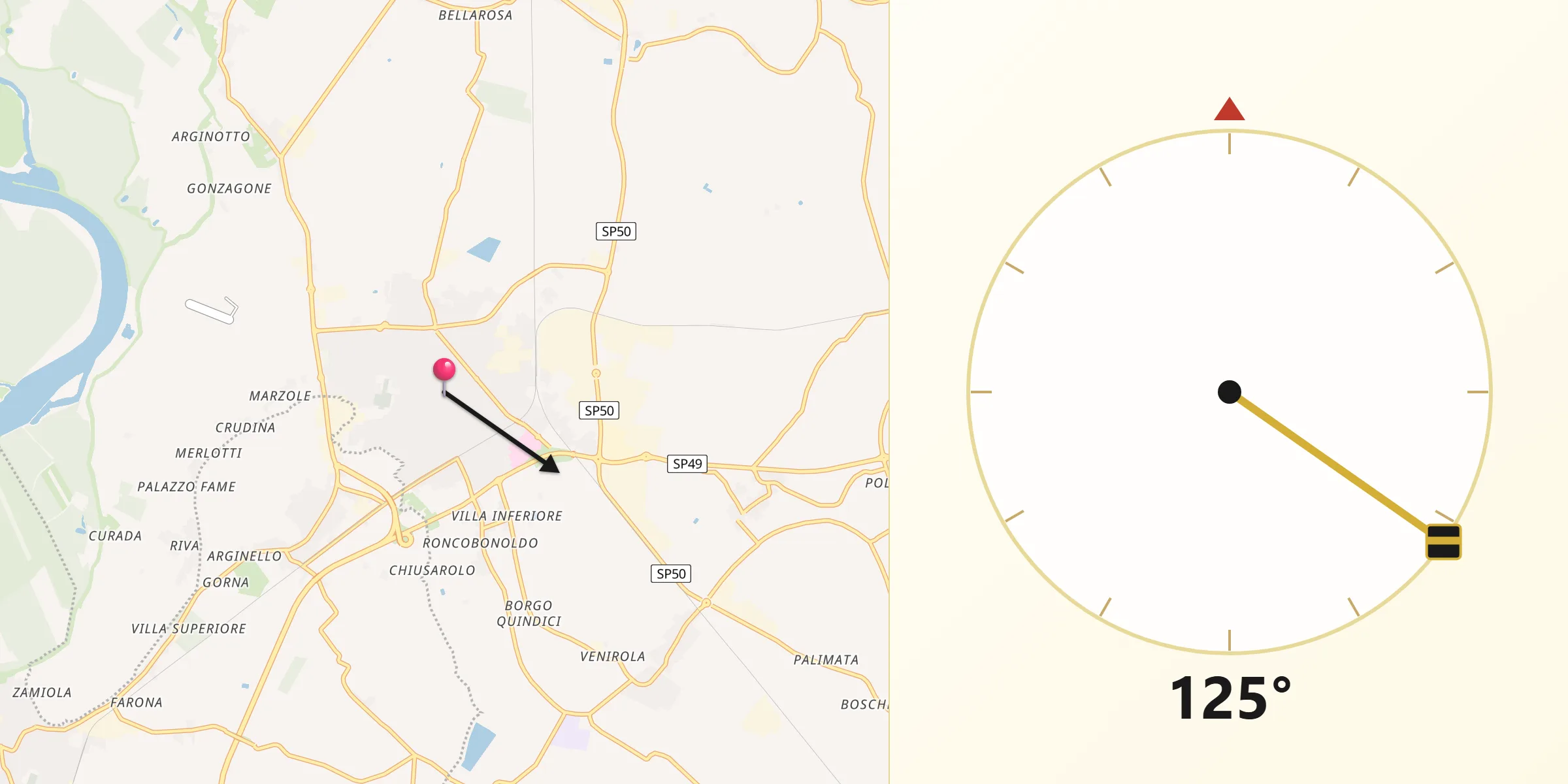 Direzione della Qibla da Suzzara