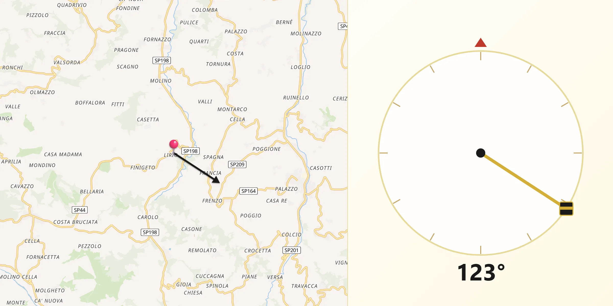 Direzione della Qibla da Lirio