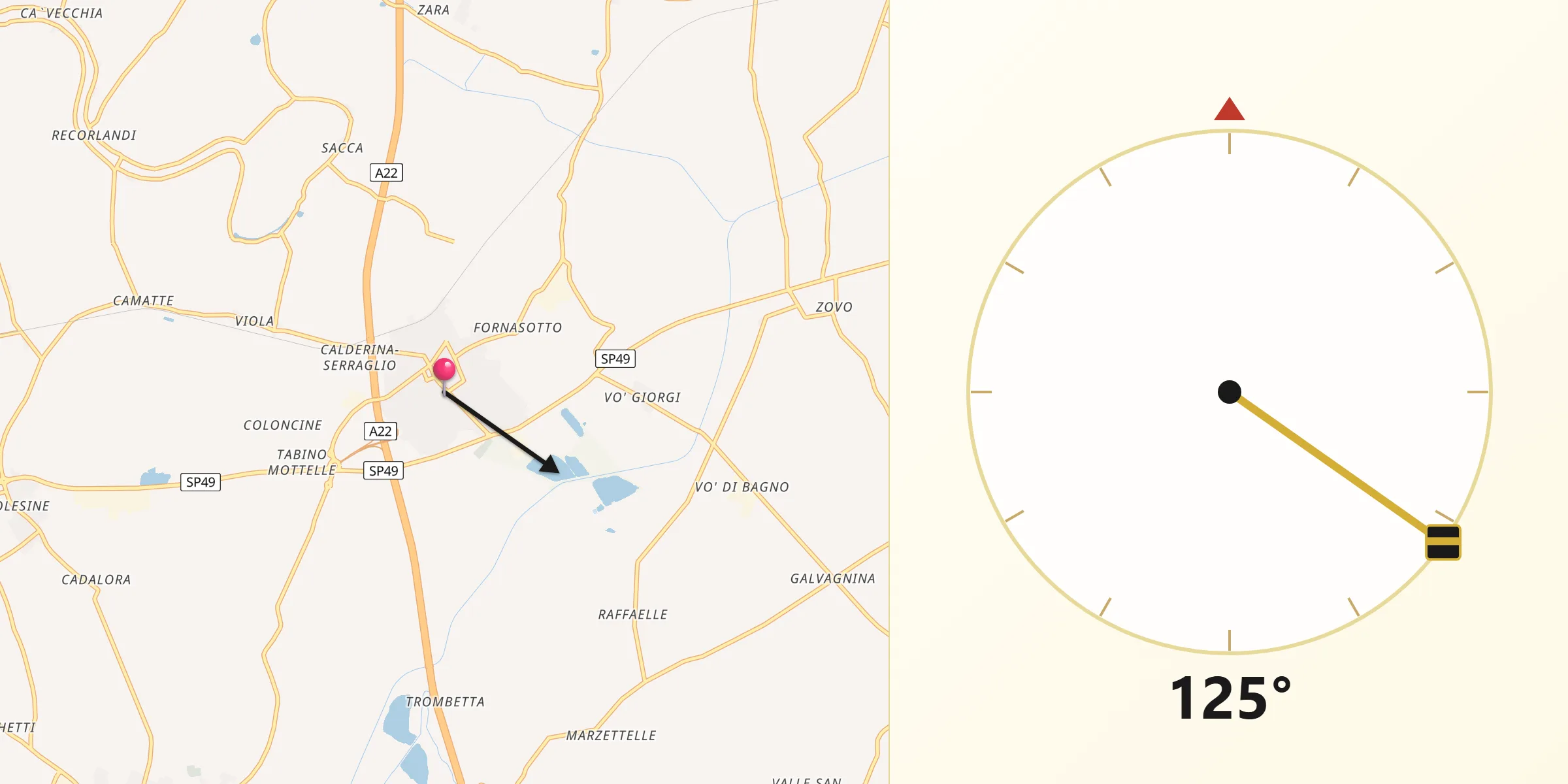 Direzione della Qibla da Pegognaga