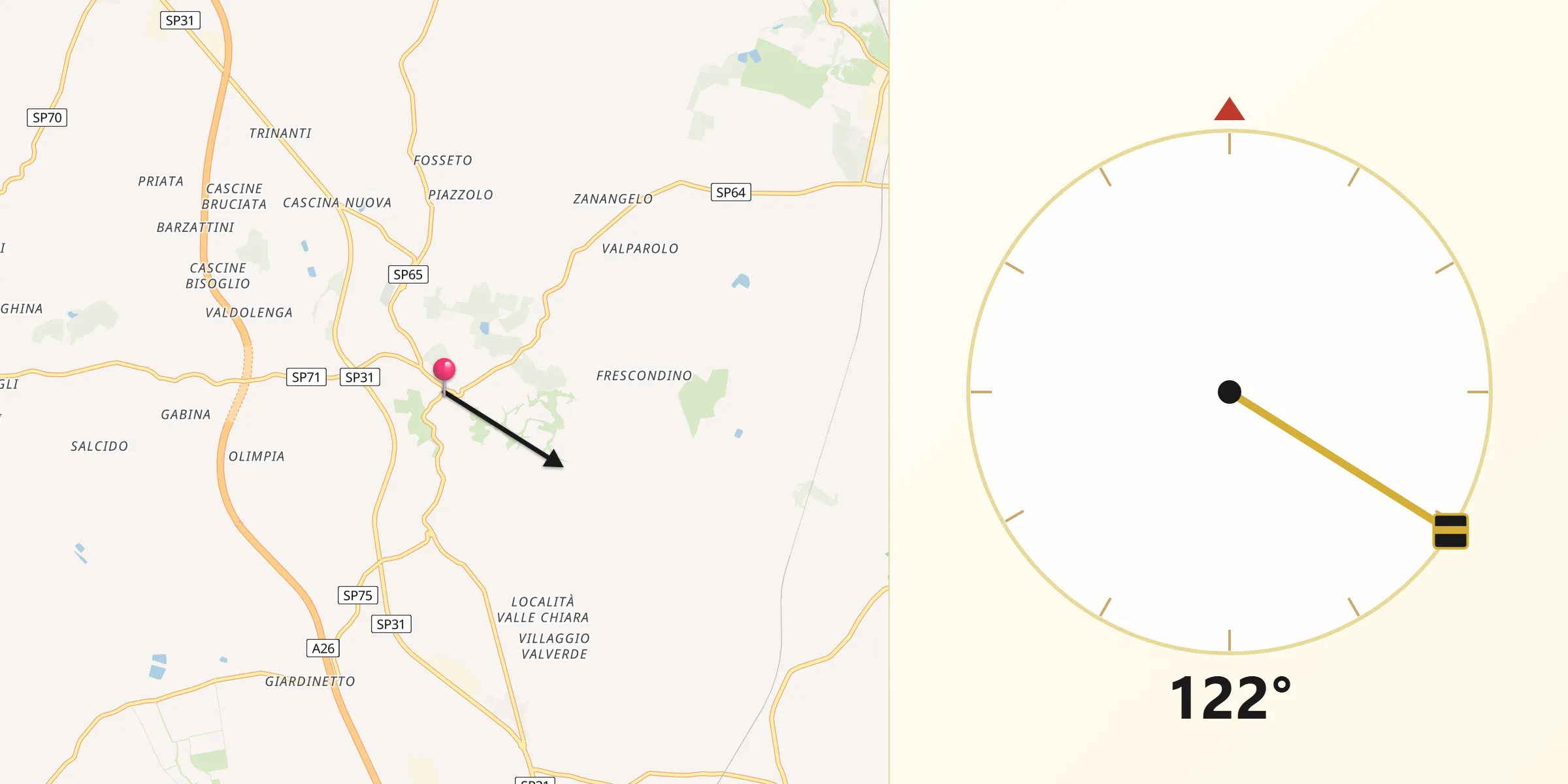 Direzione della Qibla da San Salvatore Monferrato