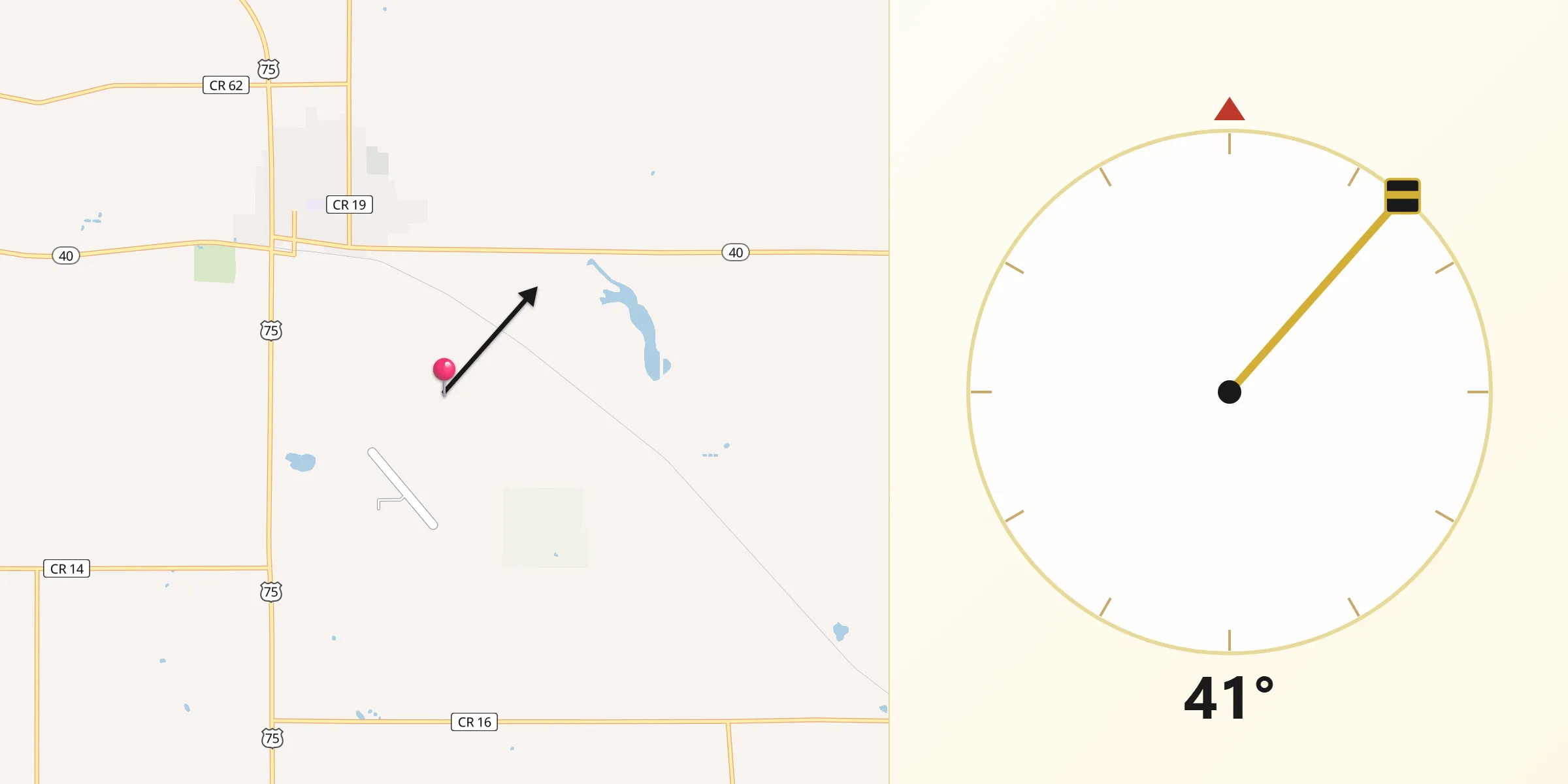 Qibla Direction from Lac qui Parle