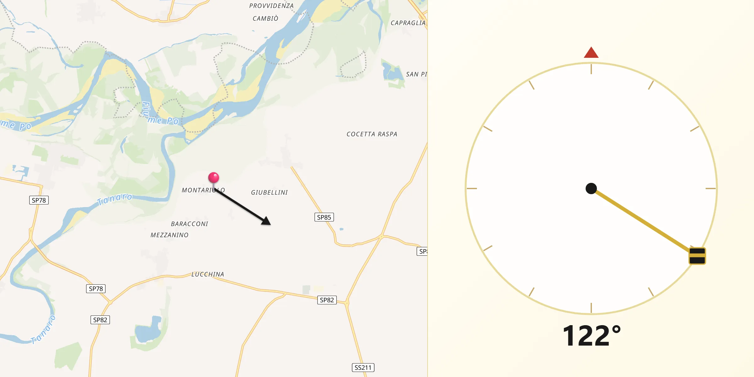 Direzione della Qibla da Montariolo