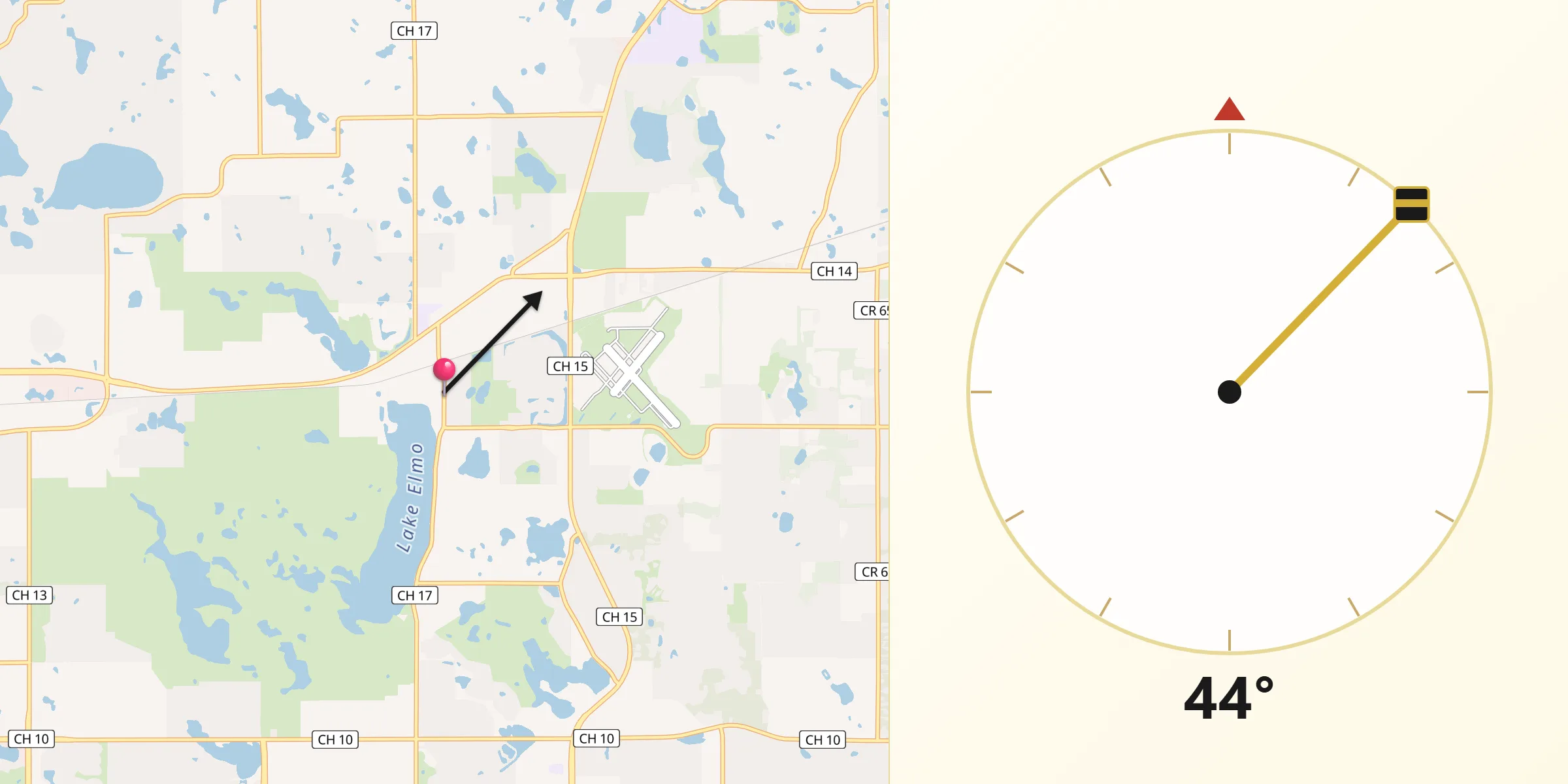 Qibla Direction from Lake Elmo