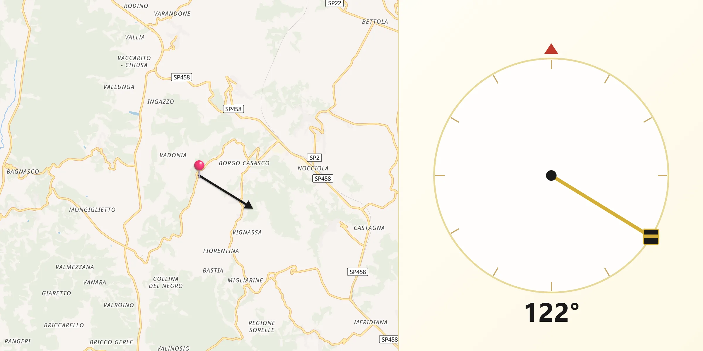Direzione della Qibla da Soglio