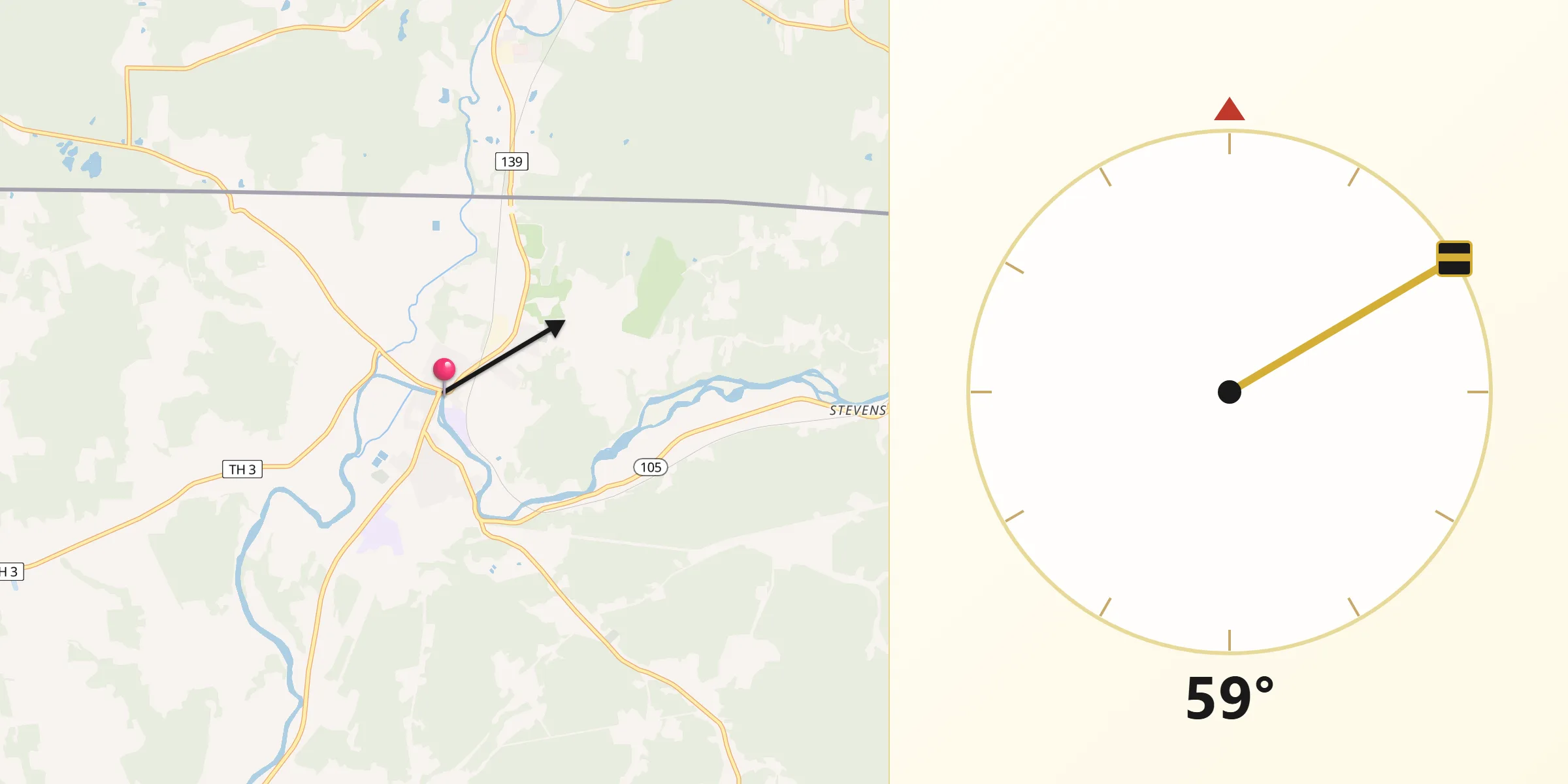 Qibla Direction from Richford