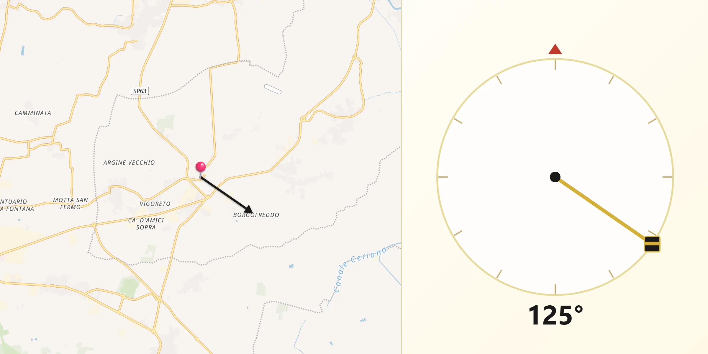 Direzione della Qibla da Sabbioneta