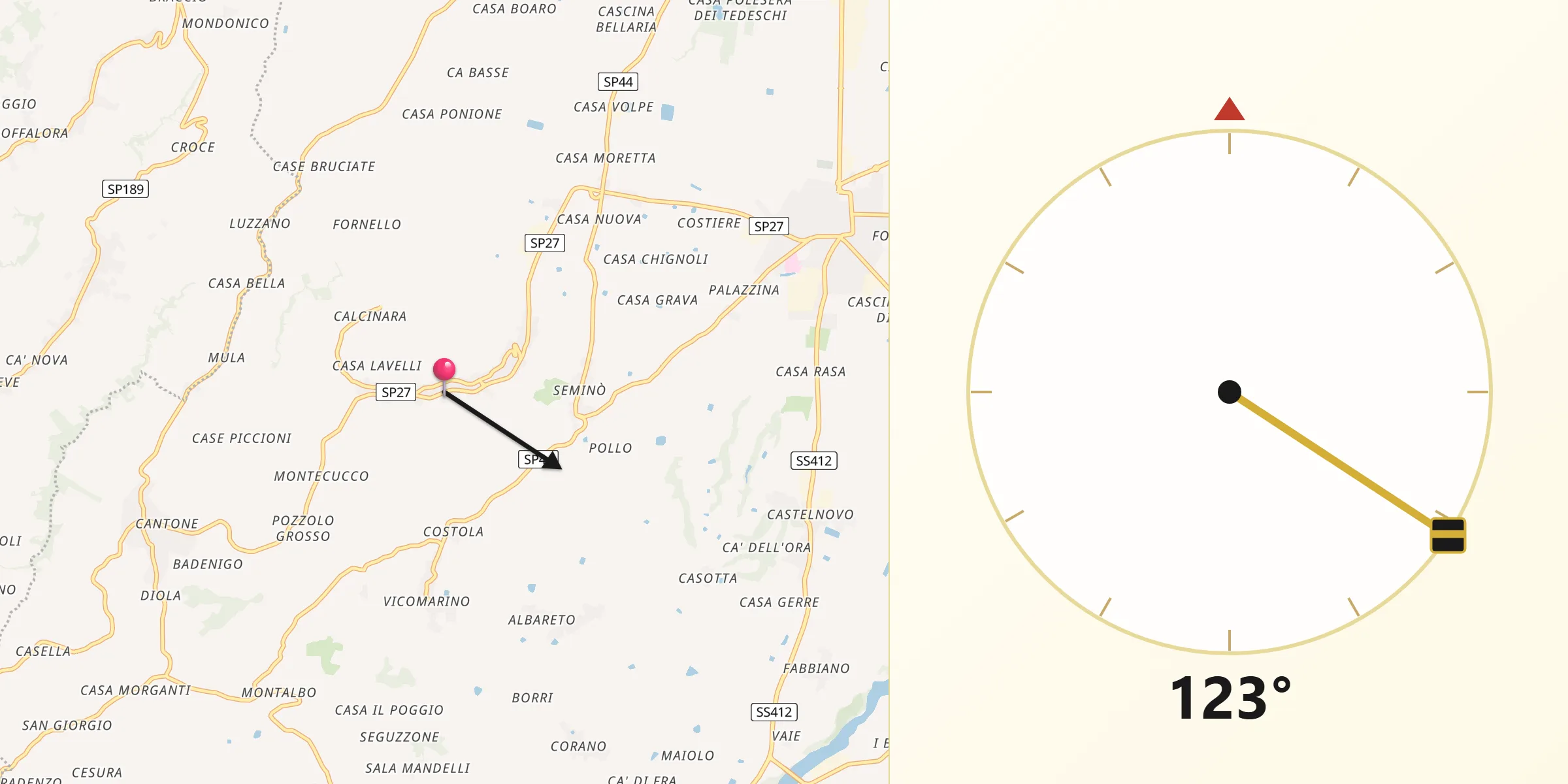 Direzione della Qibla da Ziano Piacentino