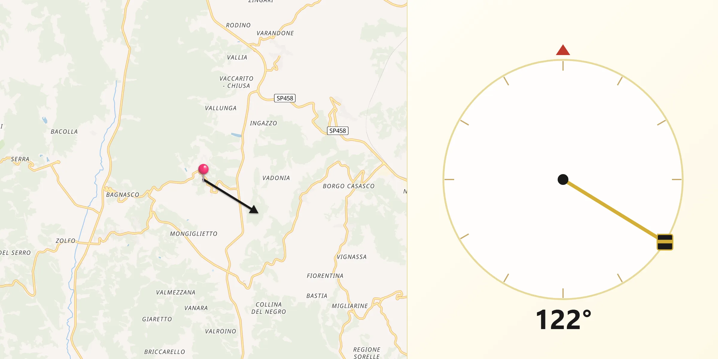 Direzione della Qibla da Viale