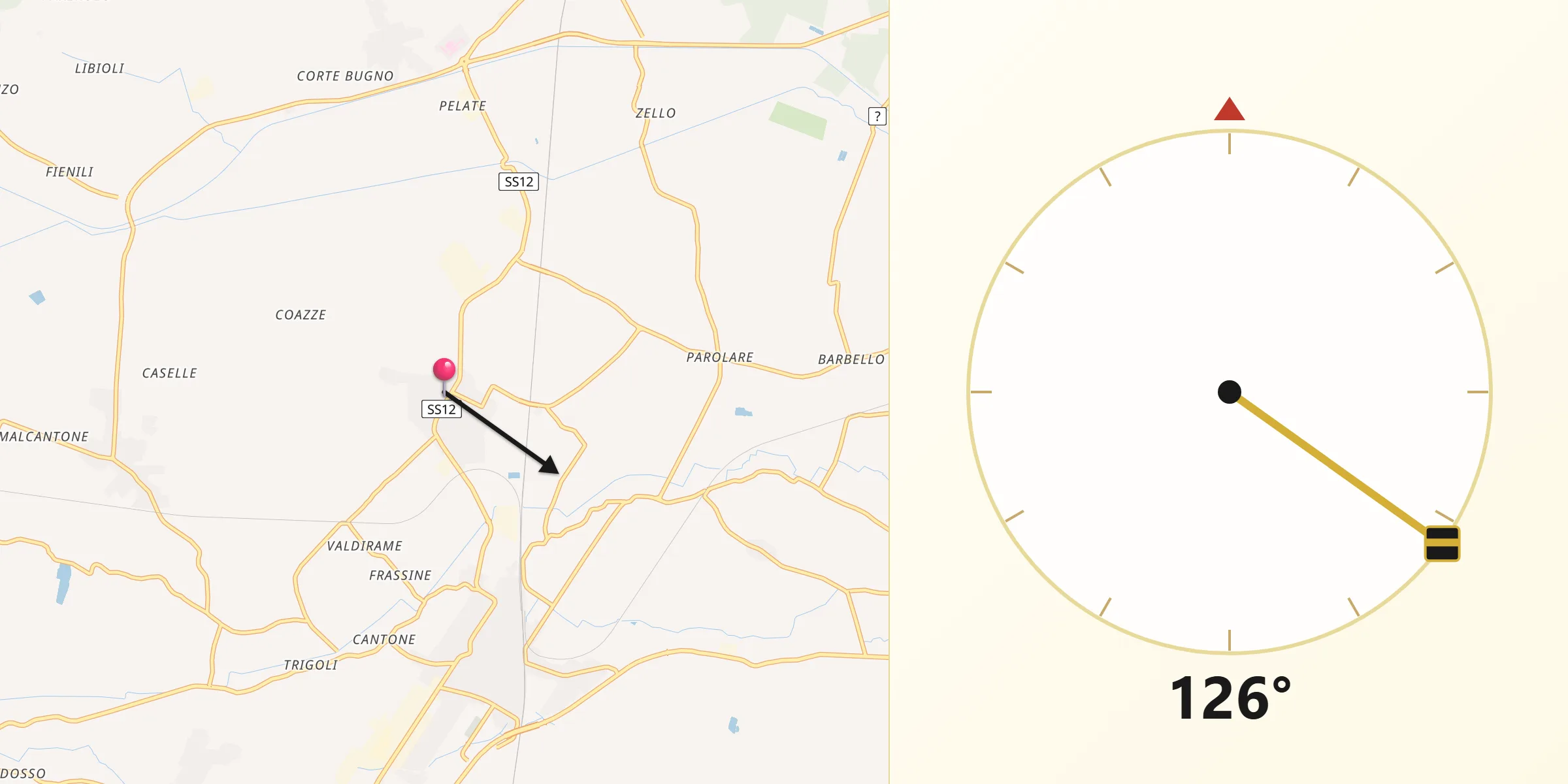 Direzione della Qibla da Villa Poma