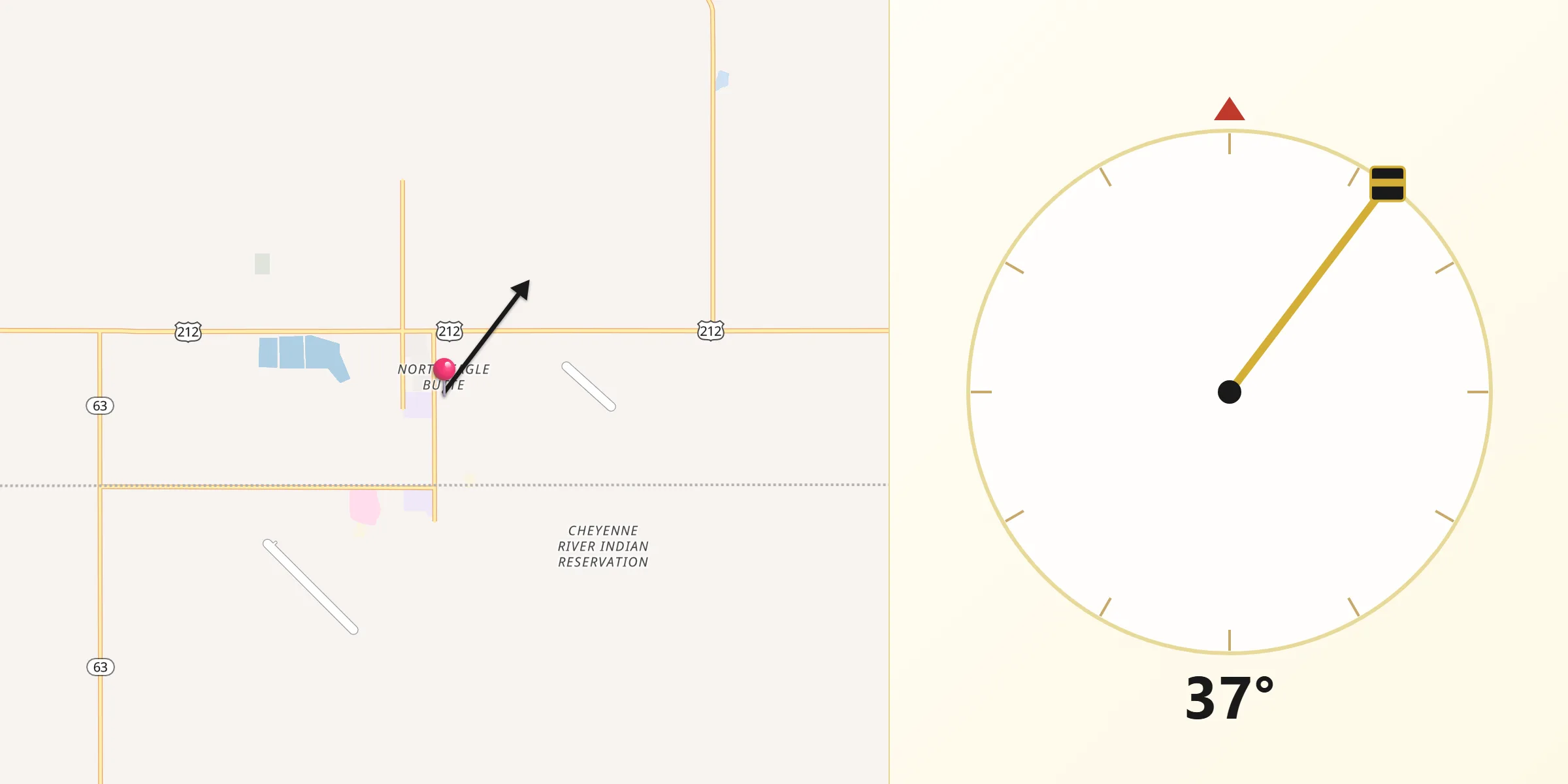 Qibla Direction from Eagle Butte