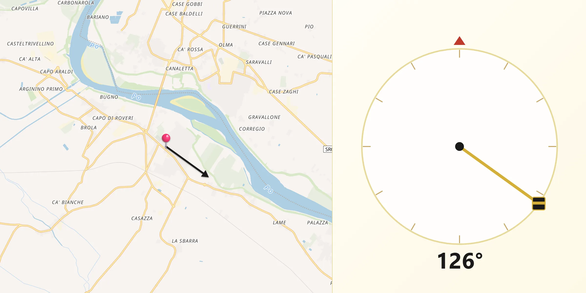 Direzione della Qibla da Sermide
