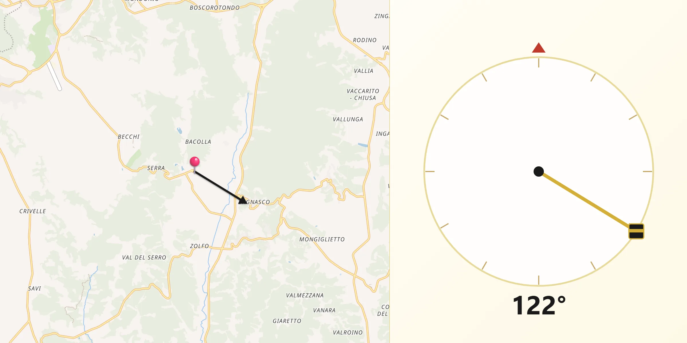 Direzione della Qibla da Capriglio