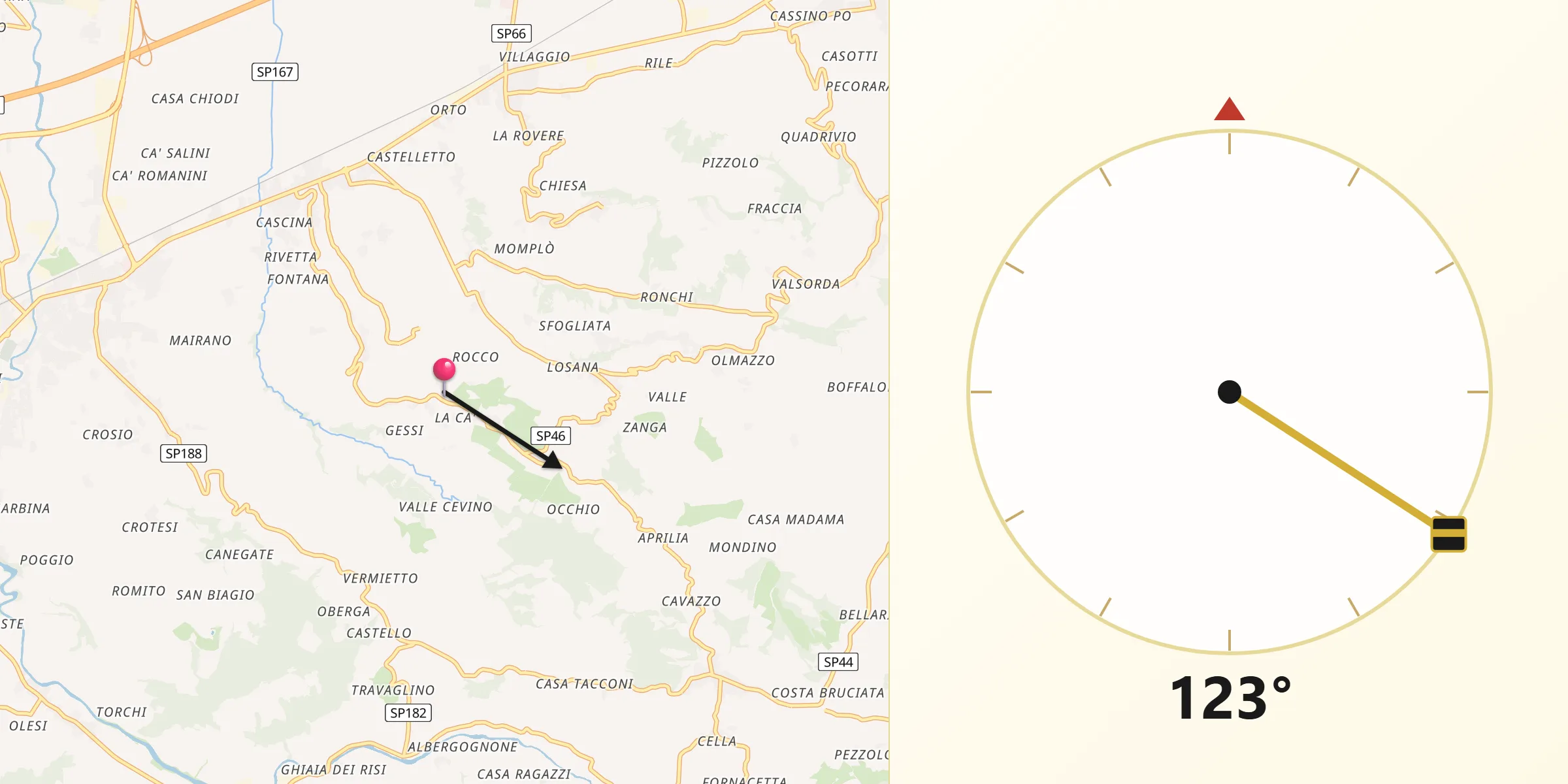 Direzione della Qibla da Oliva Gessi