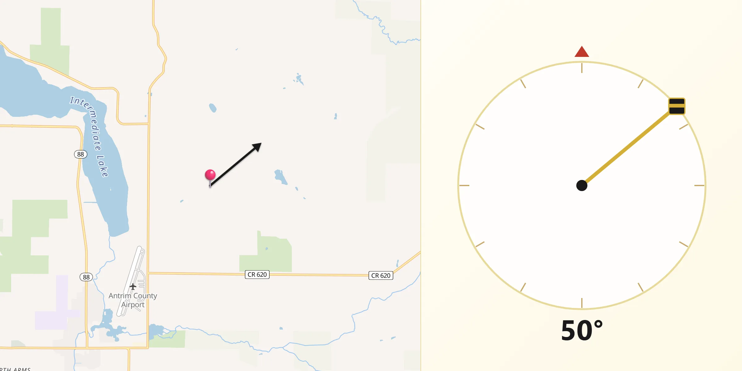 Qibla Direction from Antrim