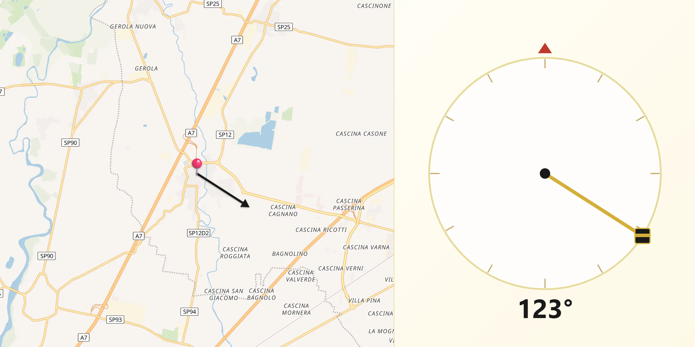 Direzione della Qibla da Casei