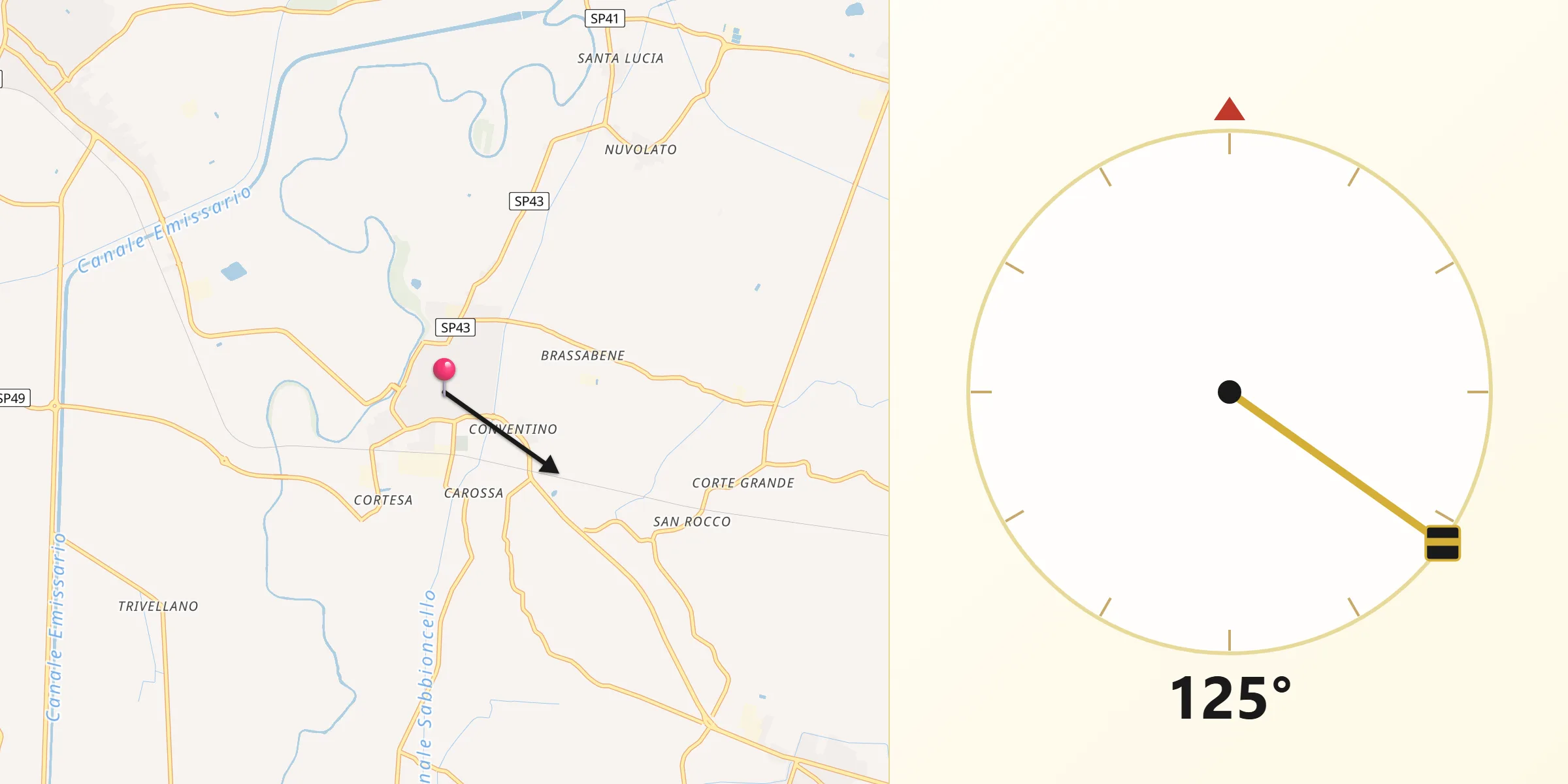 Direzione della Qibla da Quistello