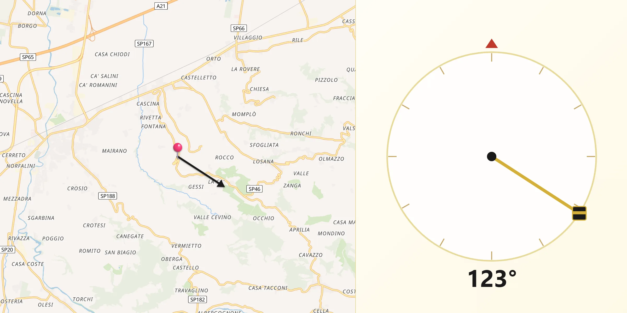Direzione della Qibla da San Rocco