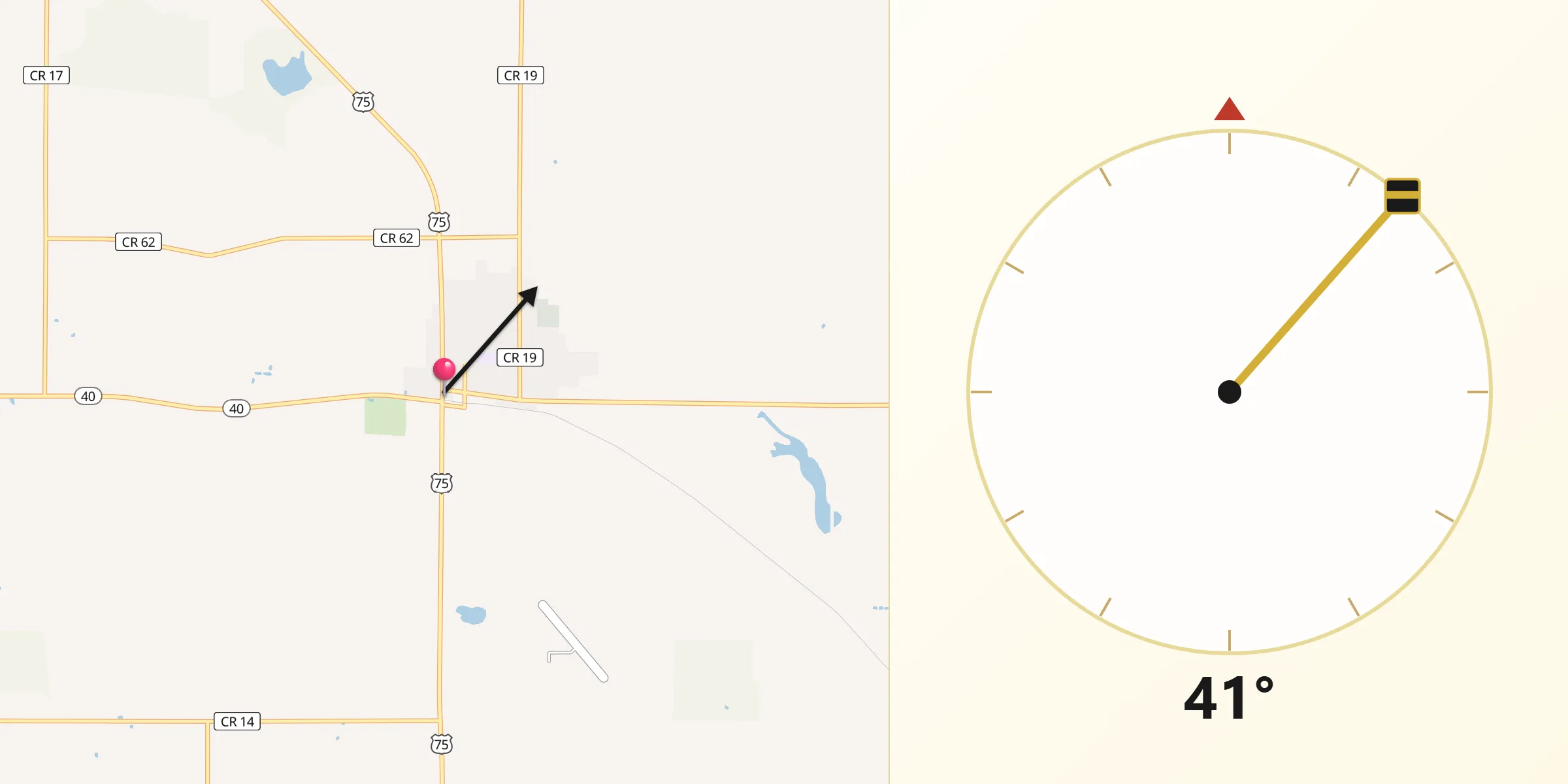 Dirección de la Qibla desde Madison