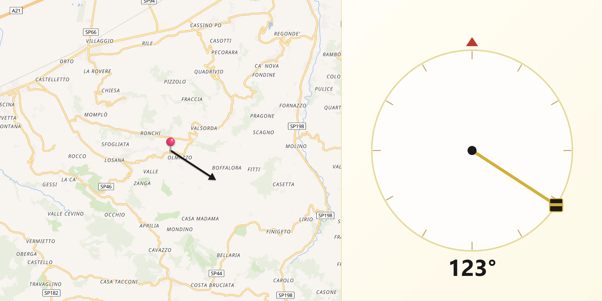 Direzione della Qibla da Mornico