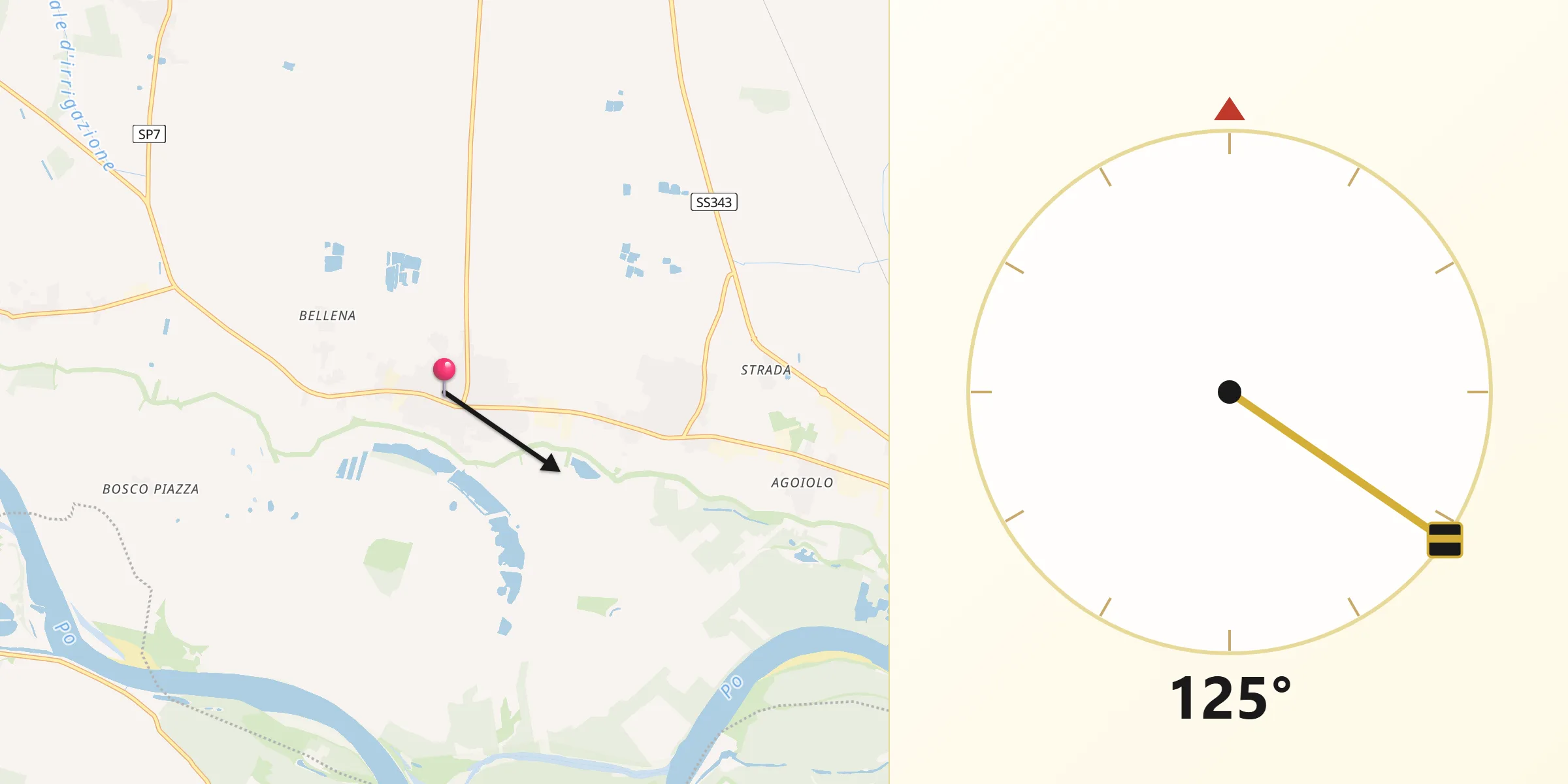Direzione della Qibla da Gussola