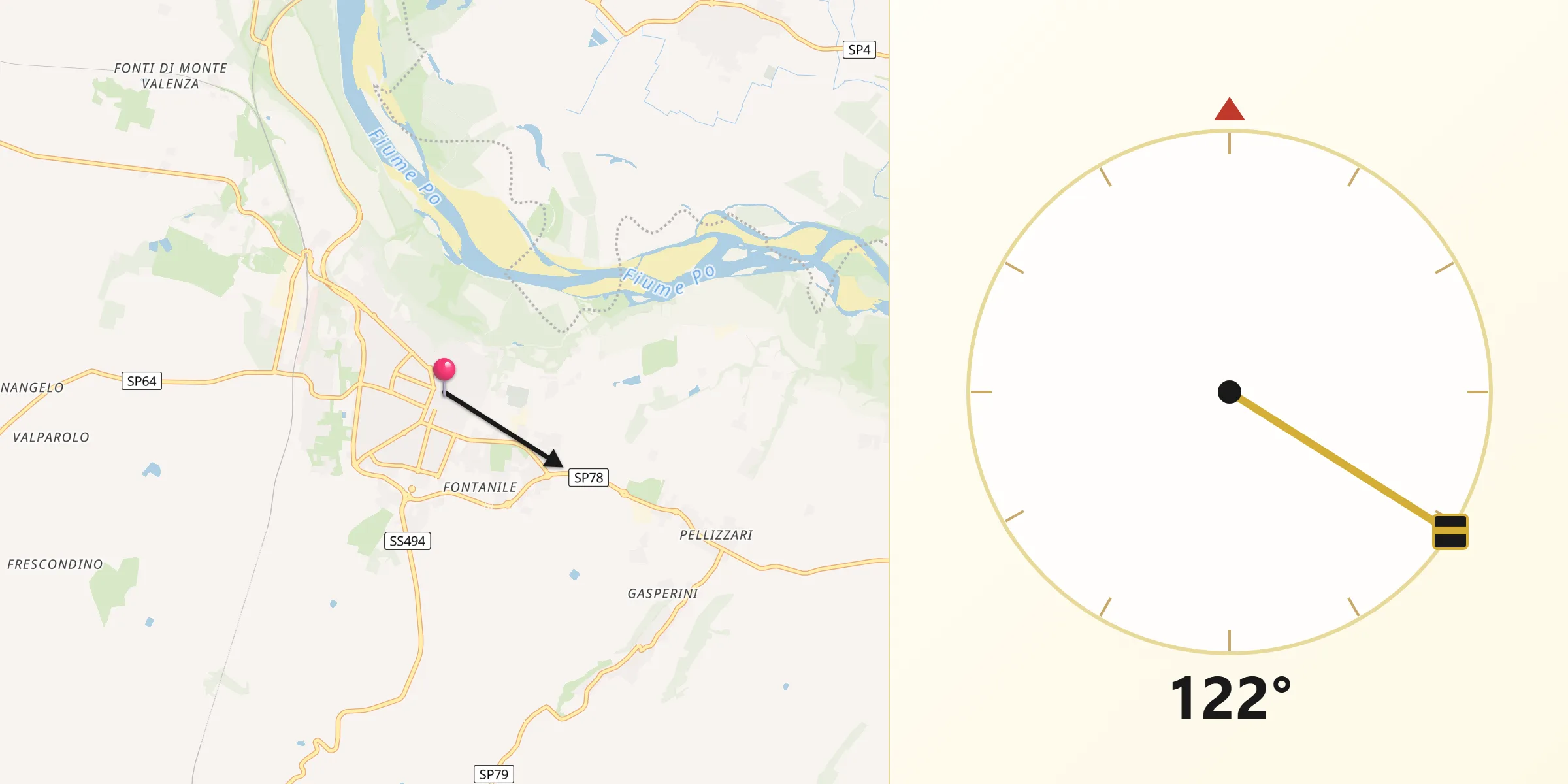 Direzione della Qibla da Valenza