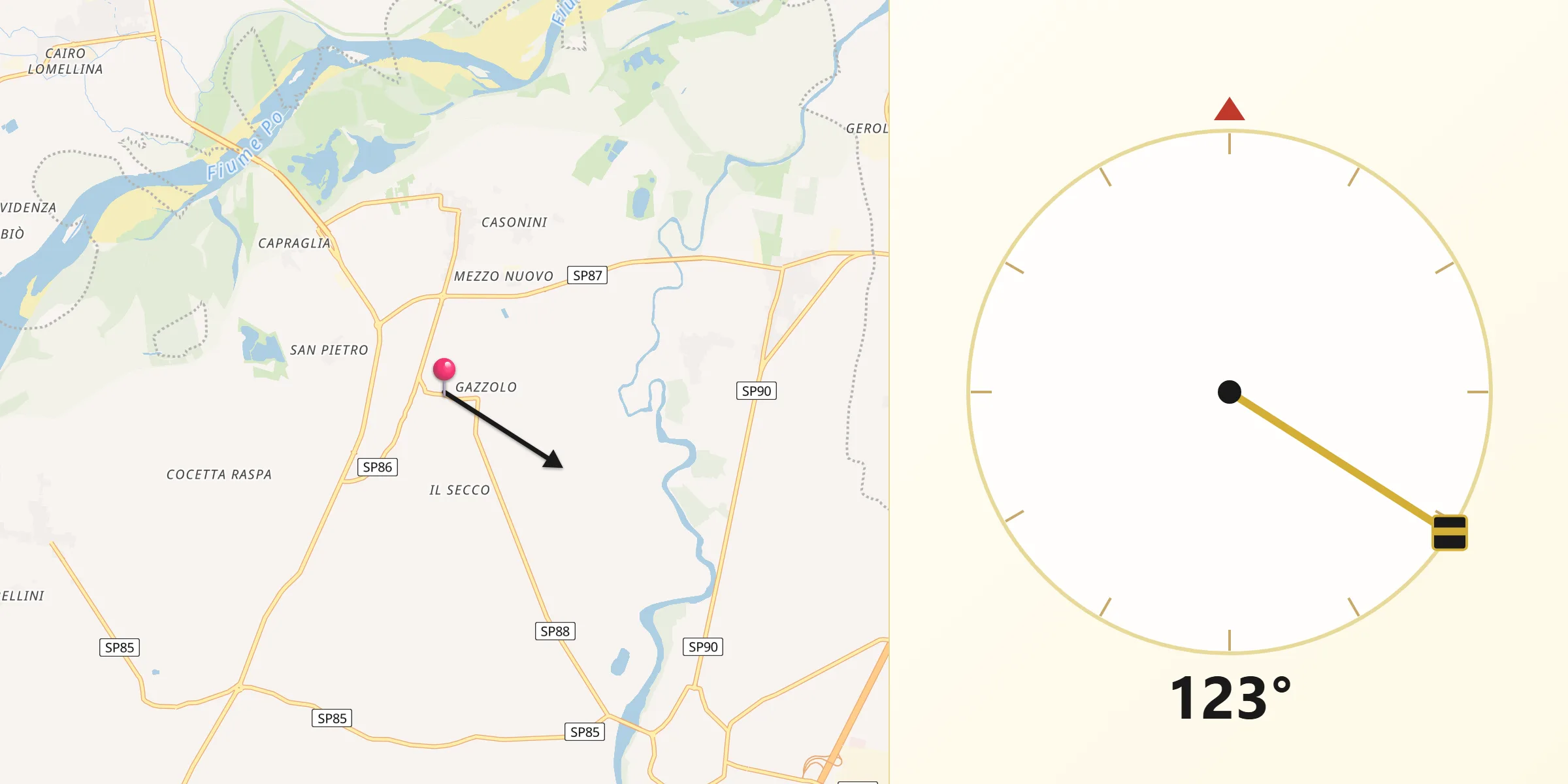 Direzione della Qibla da Guazzora