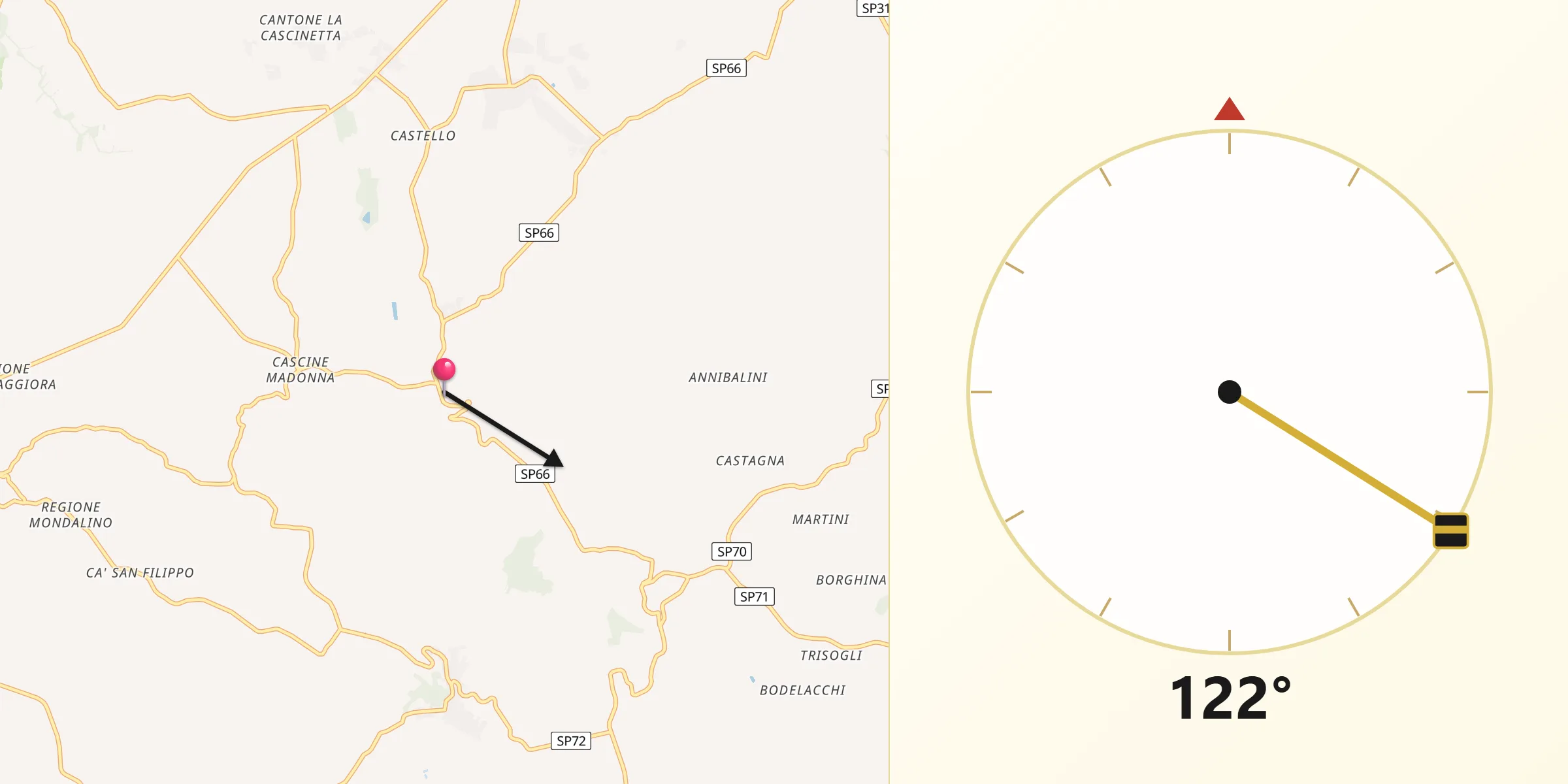 Direzione della Qibla da Conzano