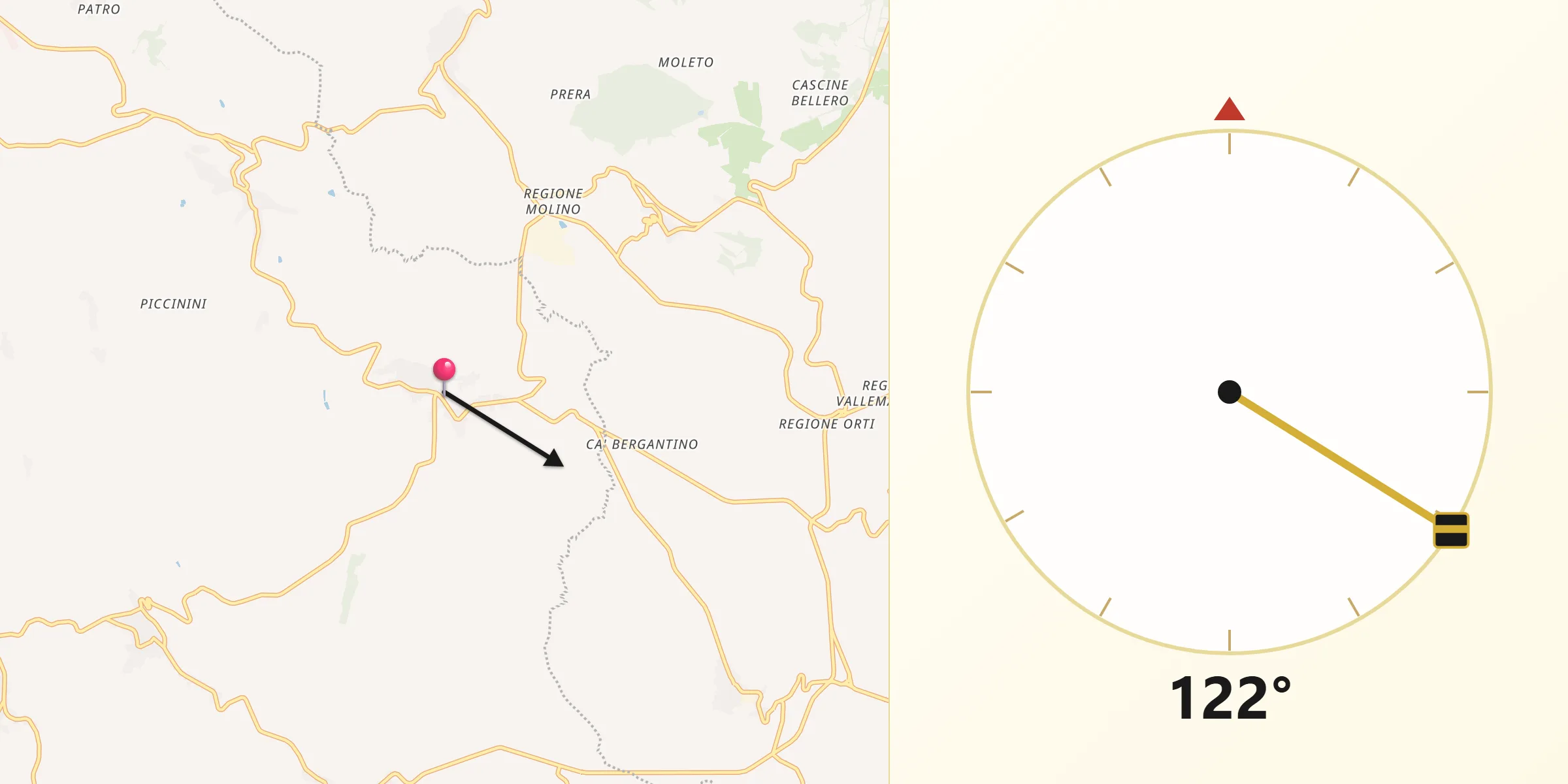 Direzione della Qibla da Casorzo