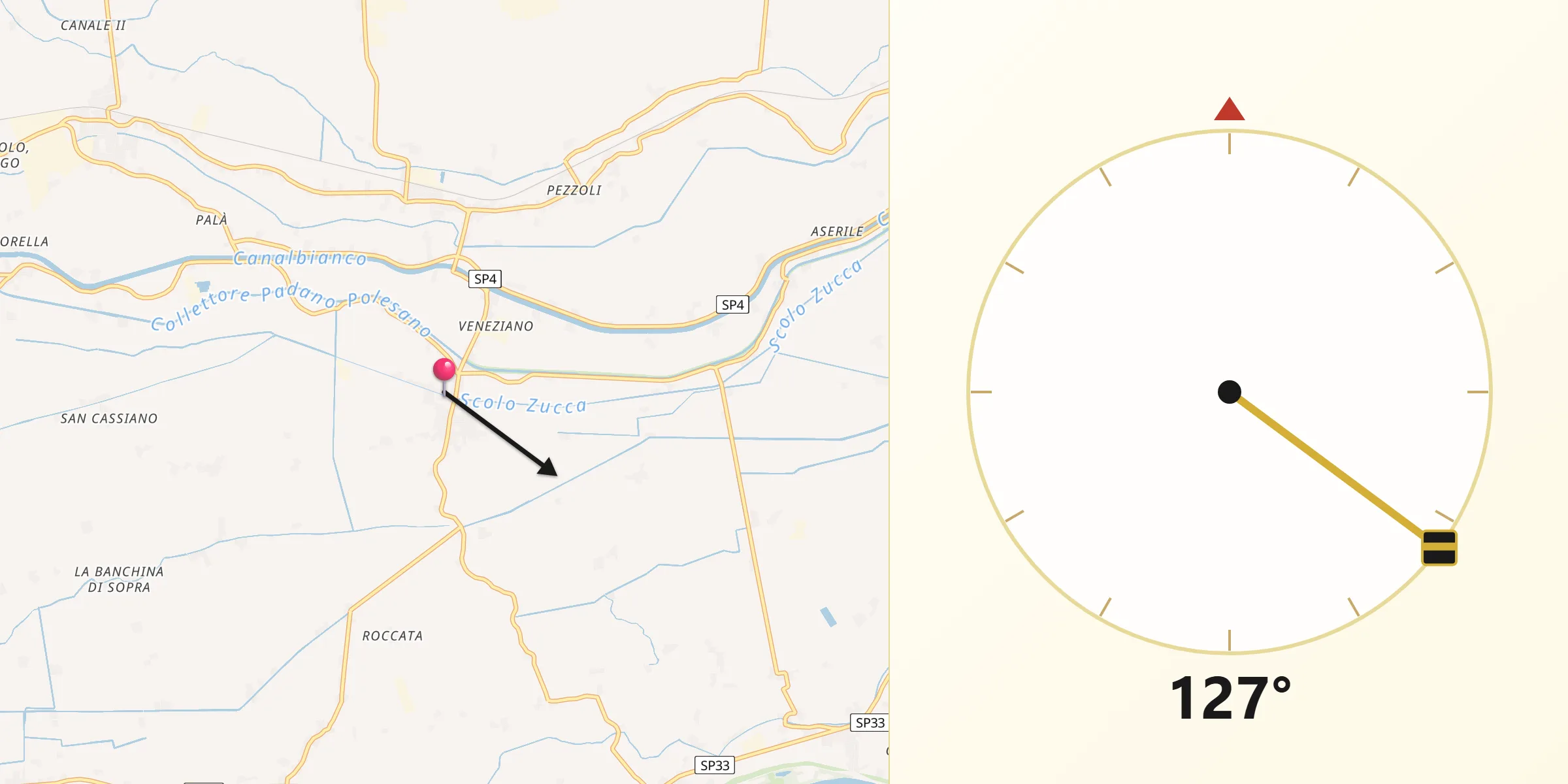 Direzione della Qibla da Gavello