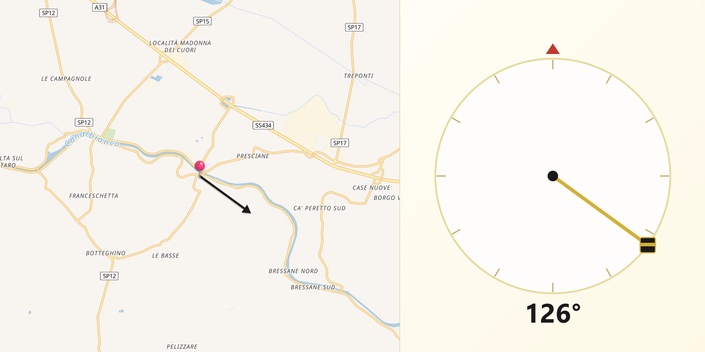 Direzione della Qibla da Castelguglielmo