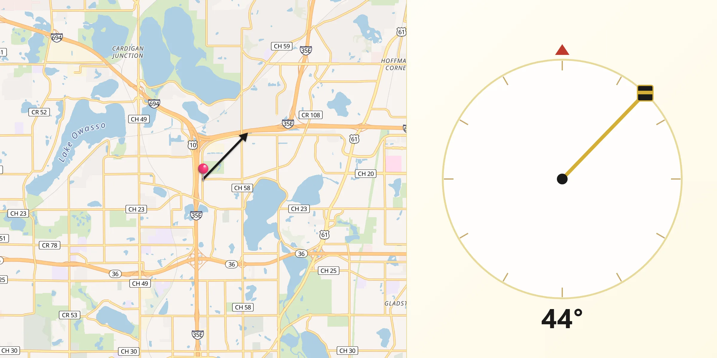 Qibla Direction from Little Canada
