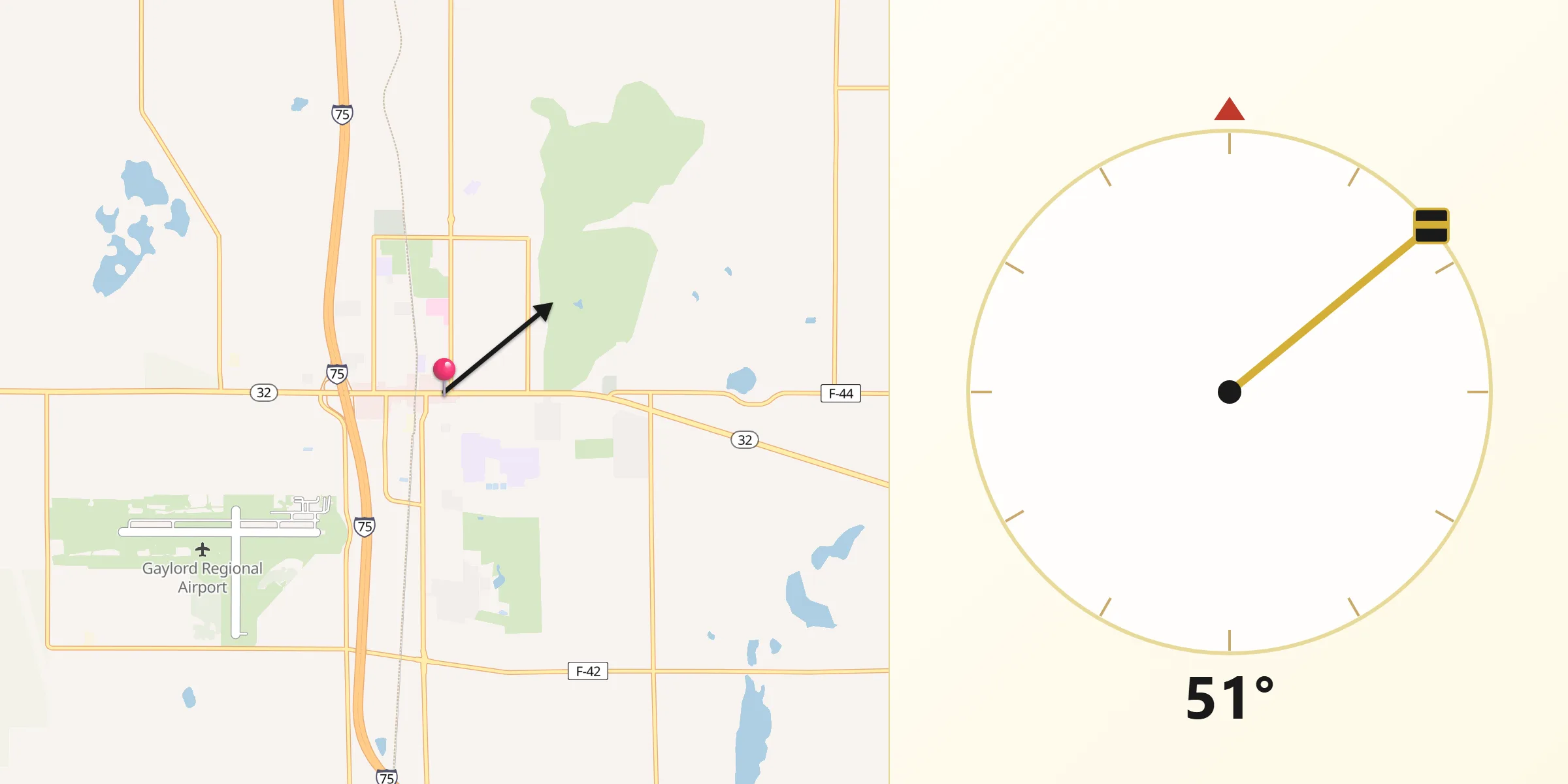 Qibla Direction from Gaylord